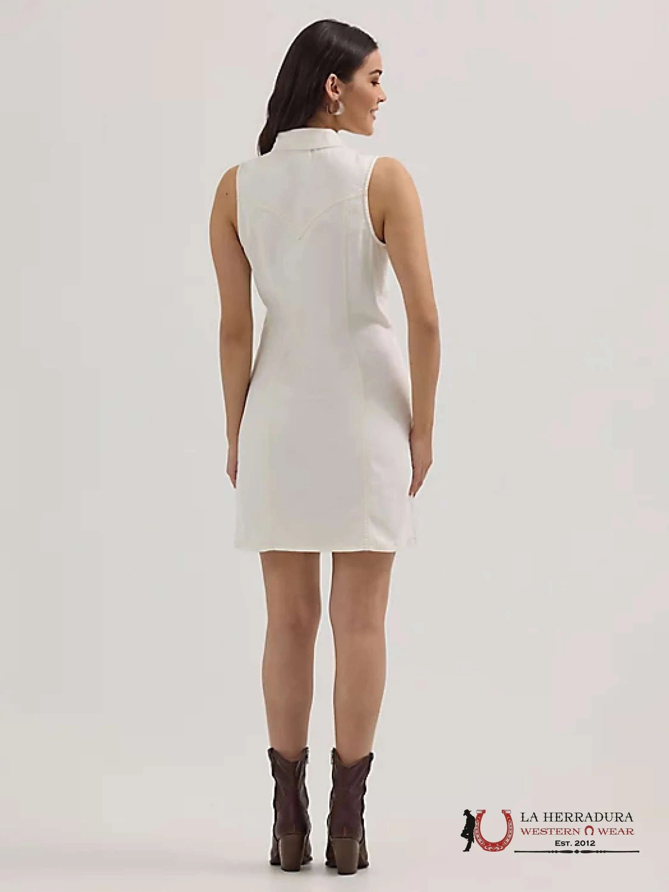 WOMEN’S WESTERN SNAP SHIFT DRESS WHITE - 4413 ROPA MUJERES