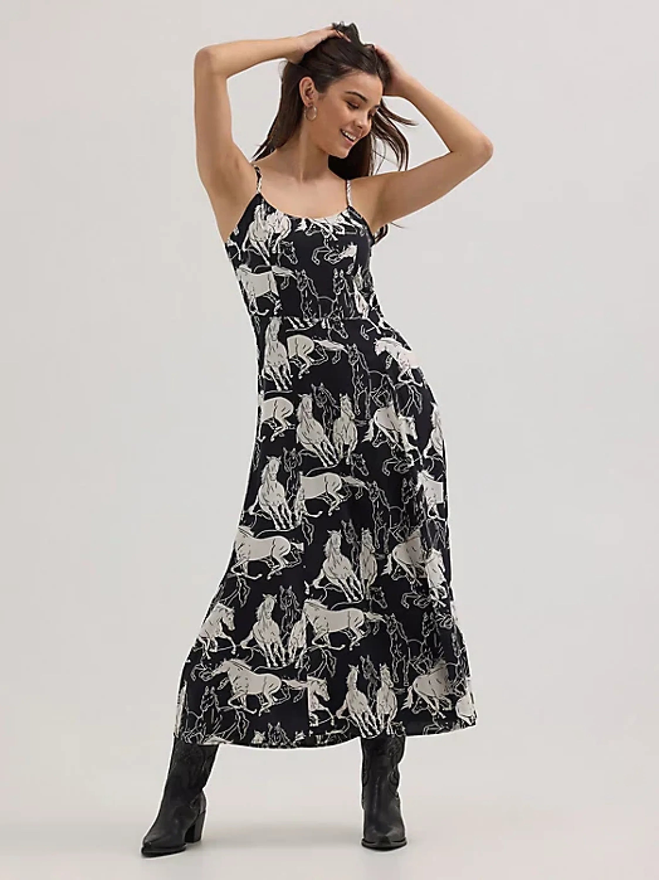 WOMEN’S WESTERN TANK MAXI DRESS BW Horses - 4414 ROPA MUJERES