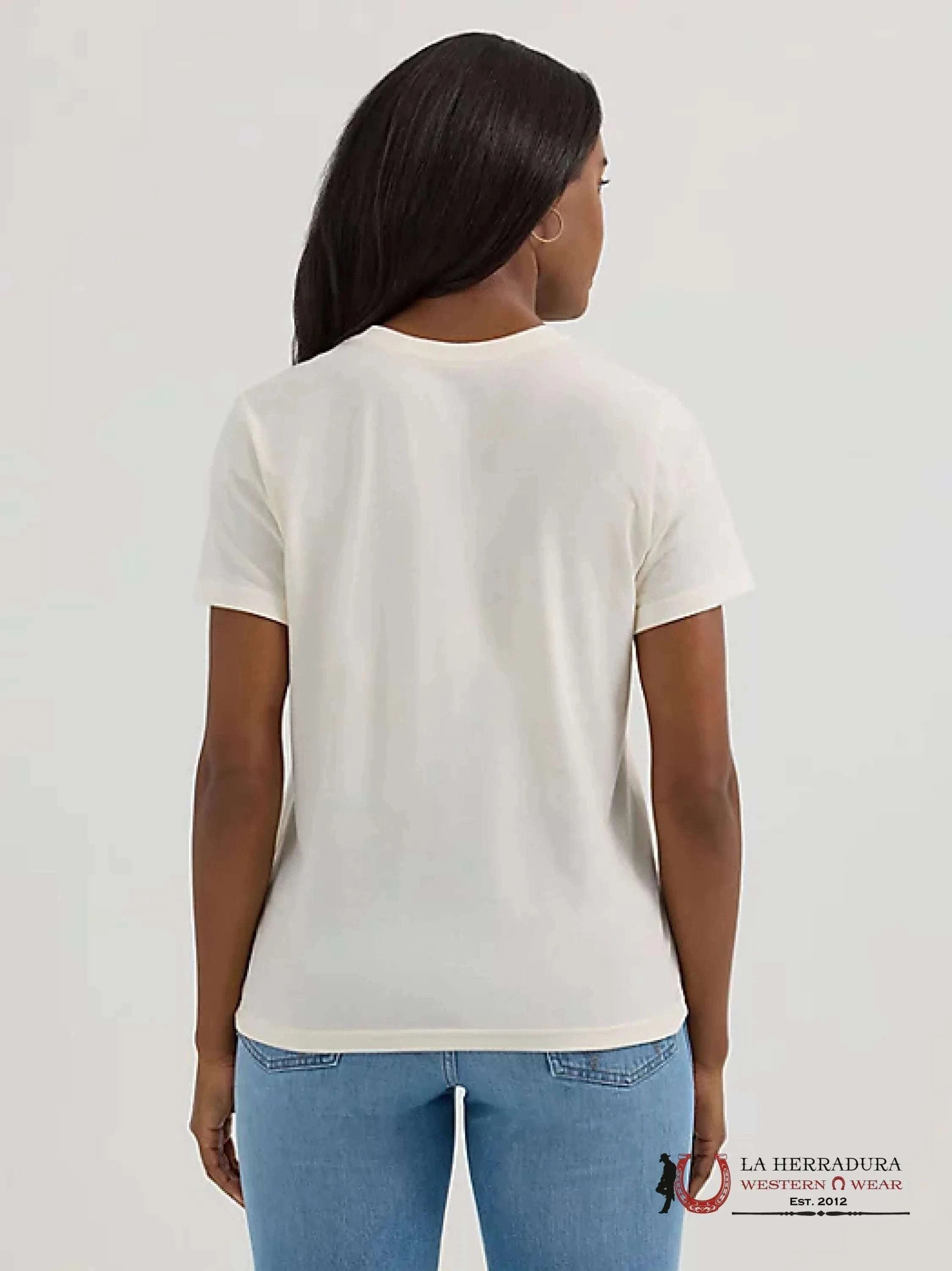 WOMEN’S WRANGLER RETRO GIRLFRIEND T-SHIRT Wrangler White With Cowgirl Short Sleeve Shirt - 1952 ROPA MUJERES
