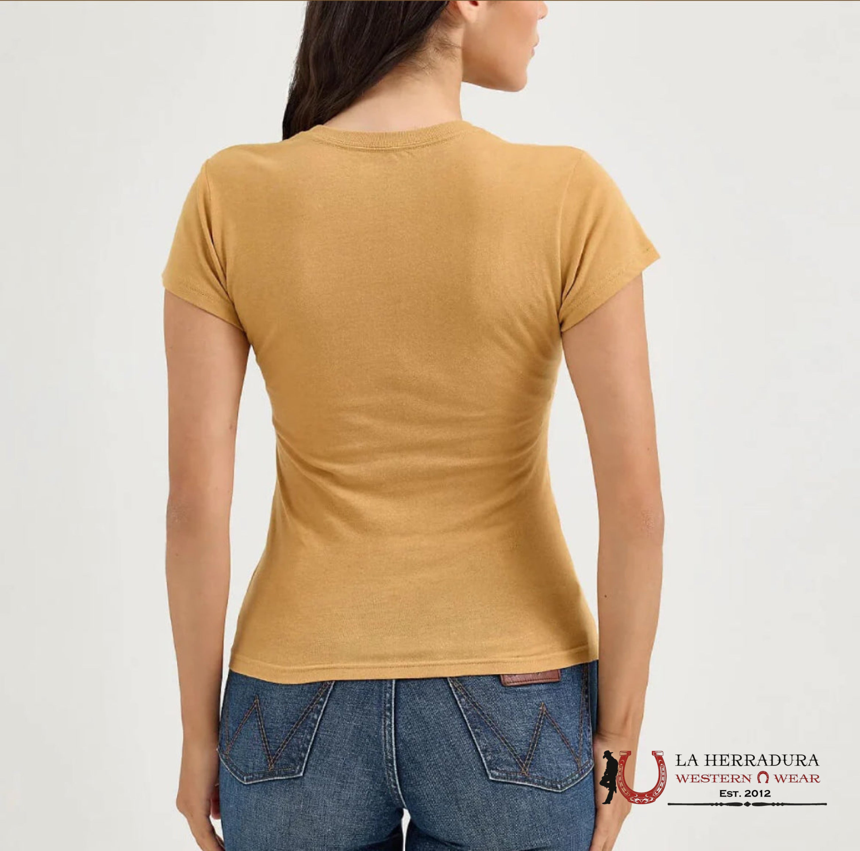 WOMEN’S WRANGLER RETRO T-SHIRT KAHKI DIMOND LONG HORN SKULL 112365794 ROPA MUJERES