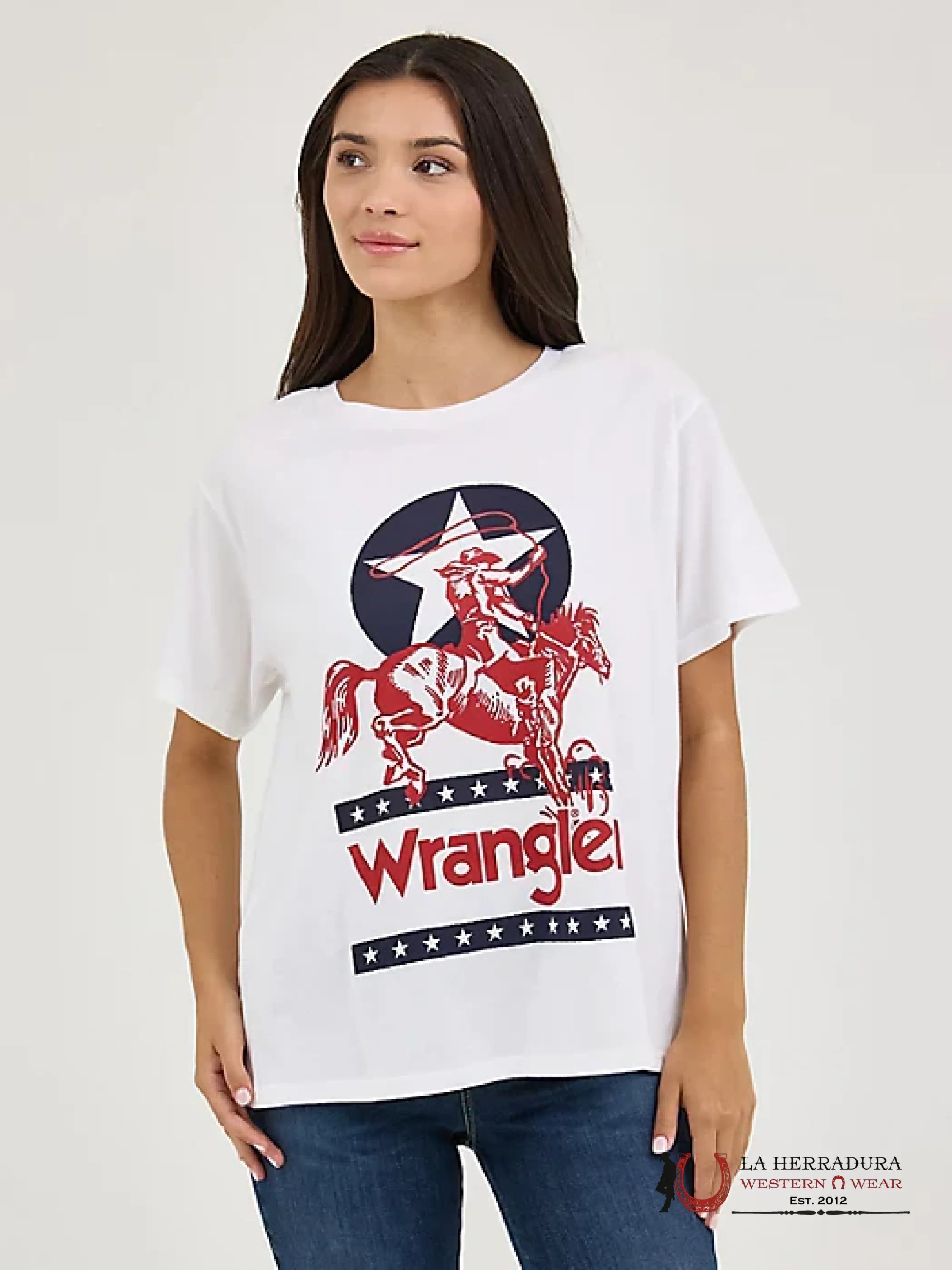 WOMEN’S WRANGLER WESTERN GRAPHIC GIRLFRIEND TEE SHIRT - 1886 ROPA MUJERES