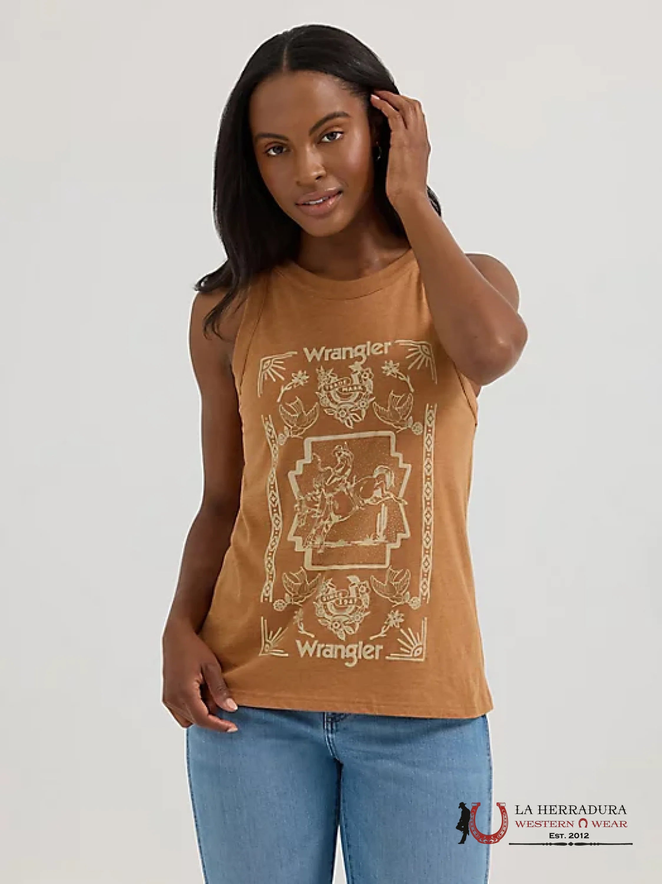 WOMEN’S WRANGLER WESTERN GRAPHIC GODDESS TANK ARGAN OIL - 1954 ROPA MUJERES