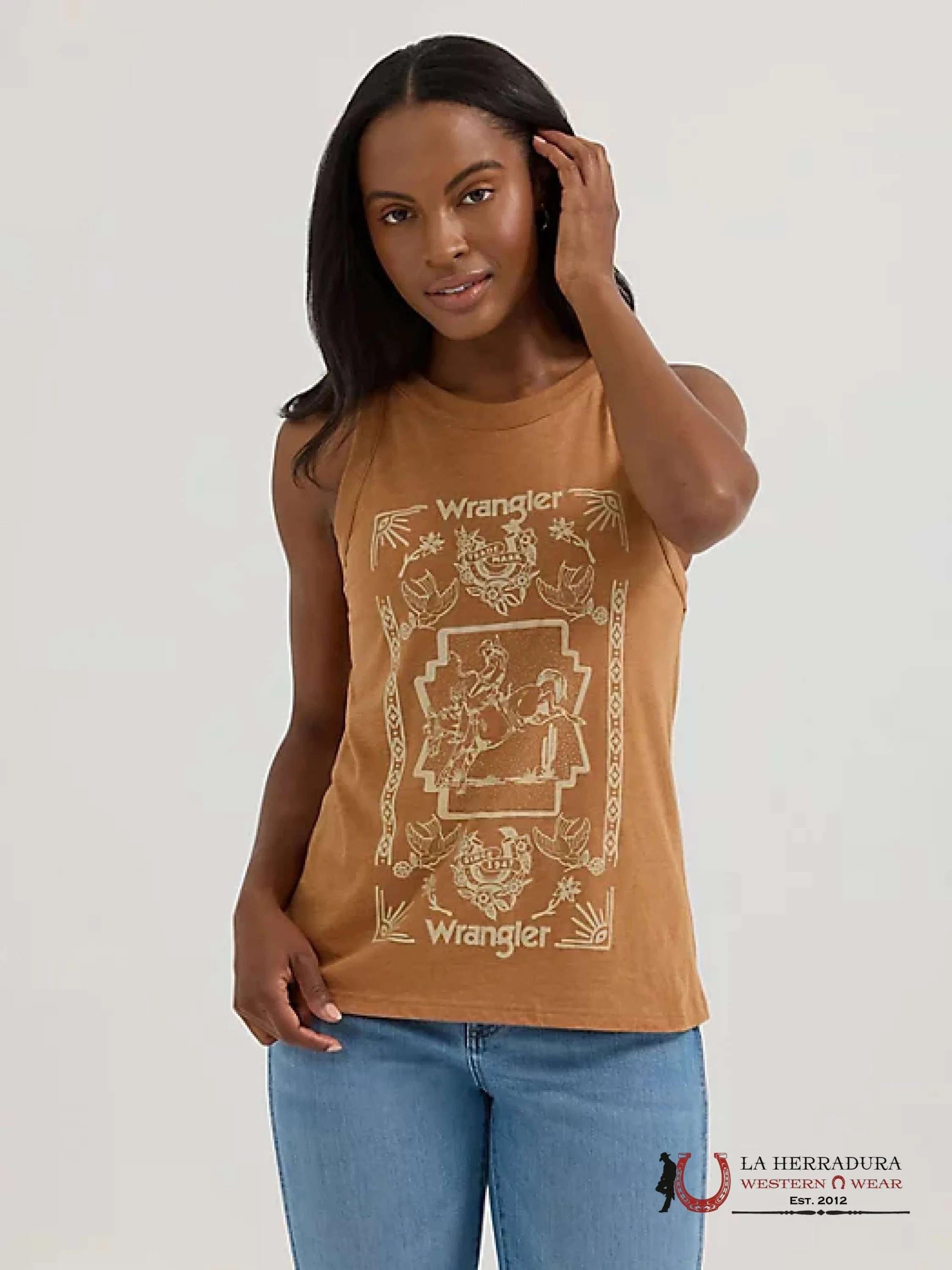 WOMEN’S WRANGLER WESTERN GRAPHIC GODDESS TANK ARGAN OIL - 1954 ROPA MUJERES