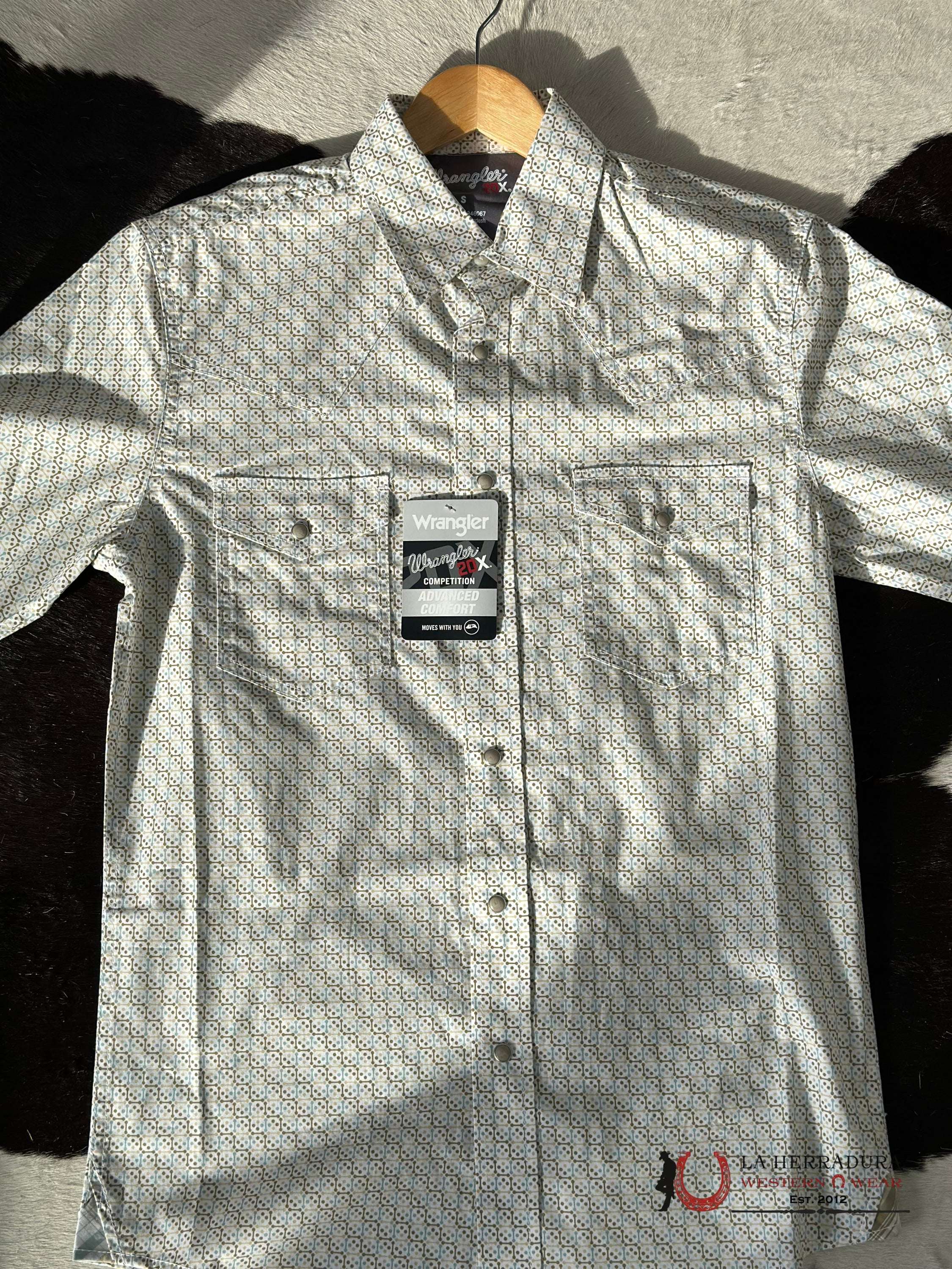 Wrangler 20X Blue Matelasse Short Sleeve Snap Shirt 6067 Ropa Hombres