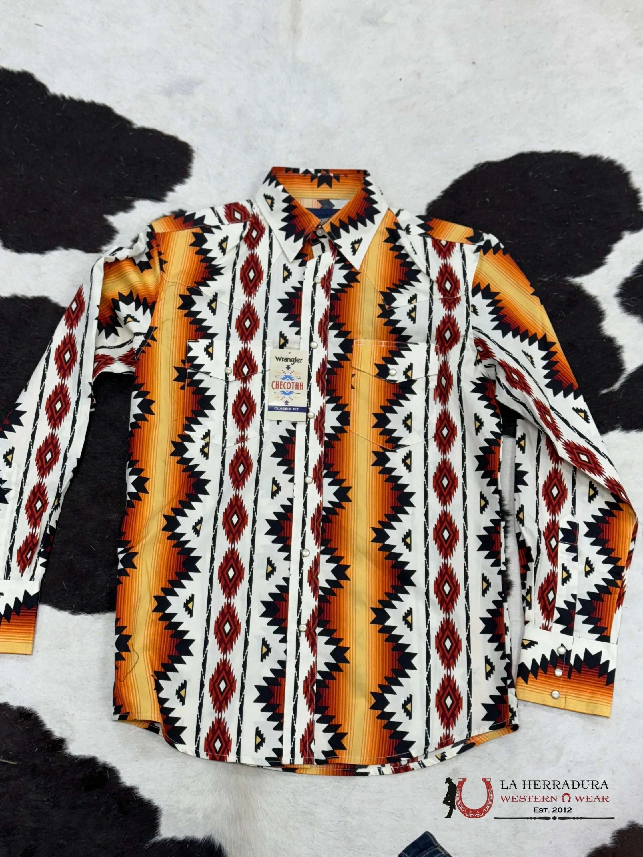 Wrangler Aztec Orange Long Sleeve Ropa Hombres