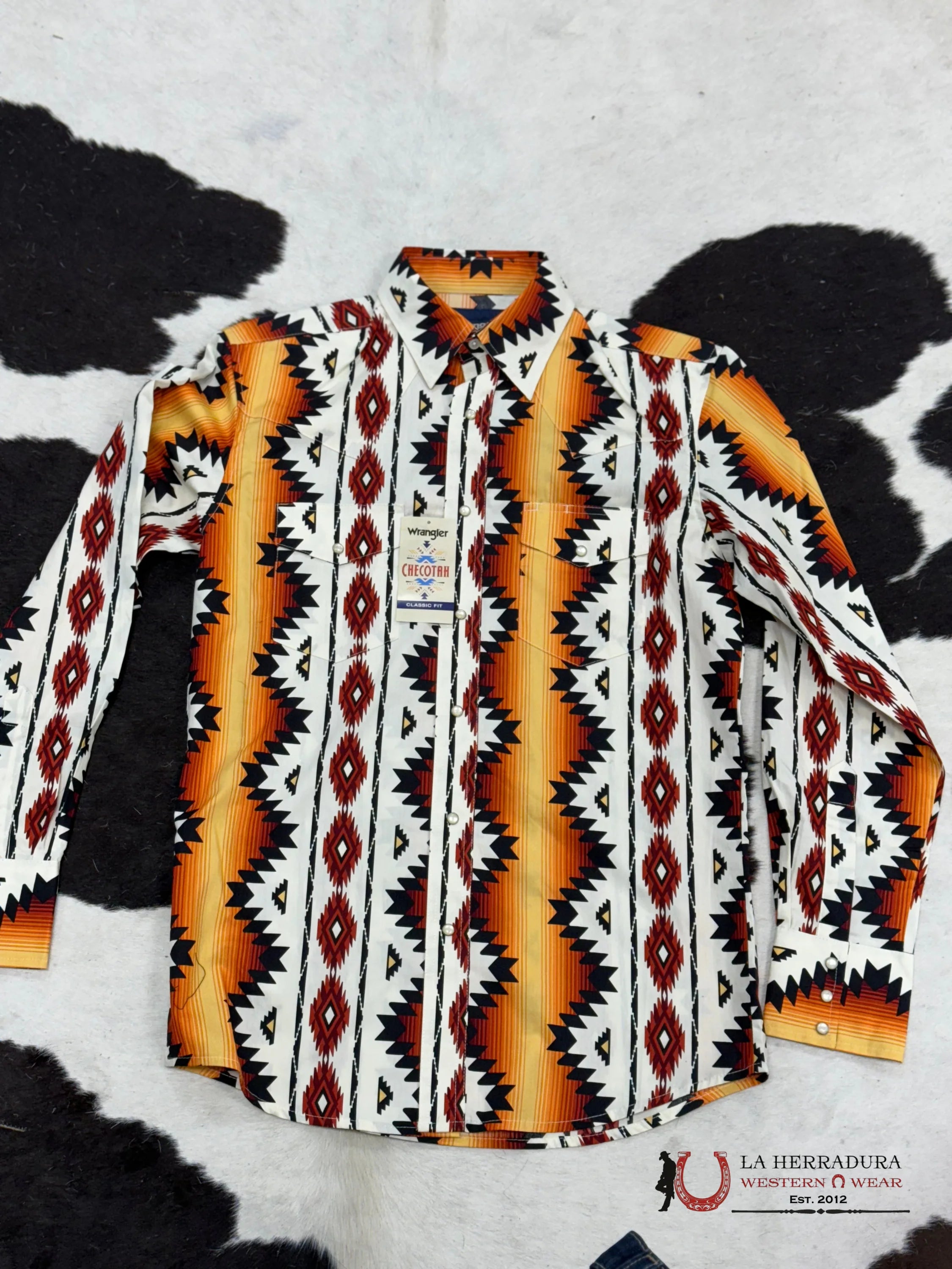 Wrangler Aztec Orange Long Sleeve Ropa Hombres