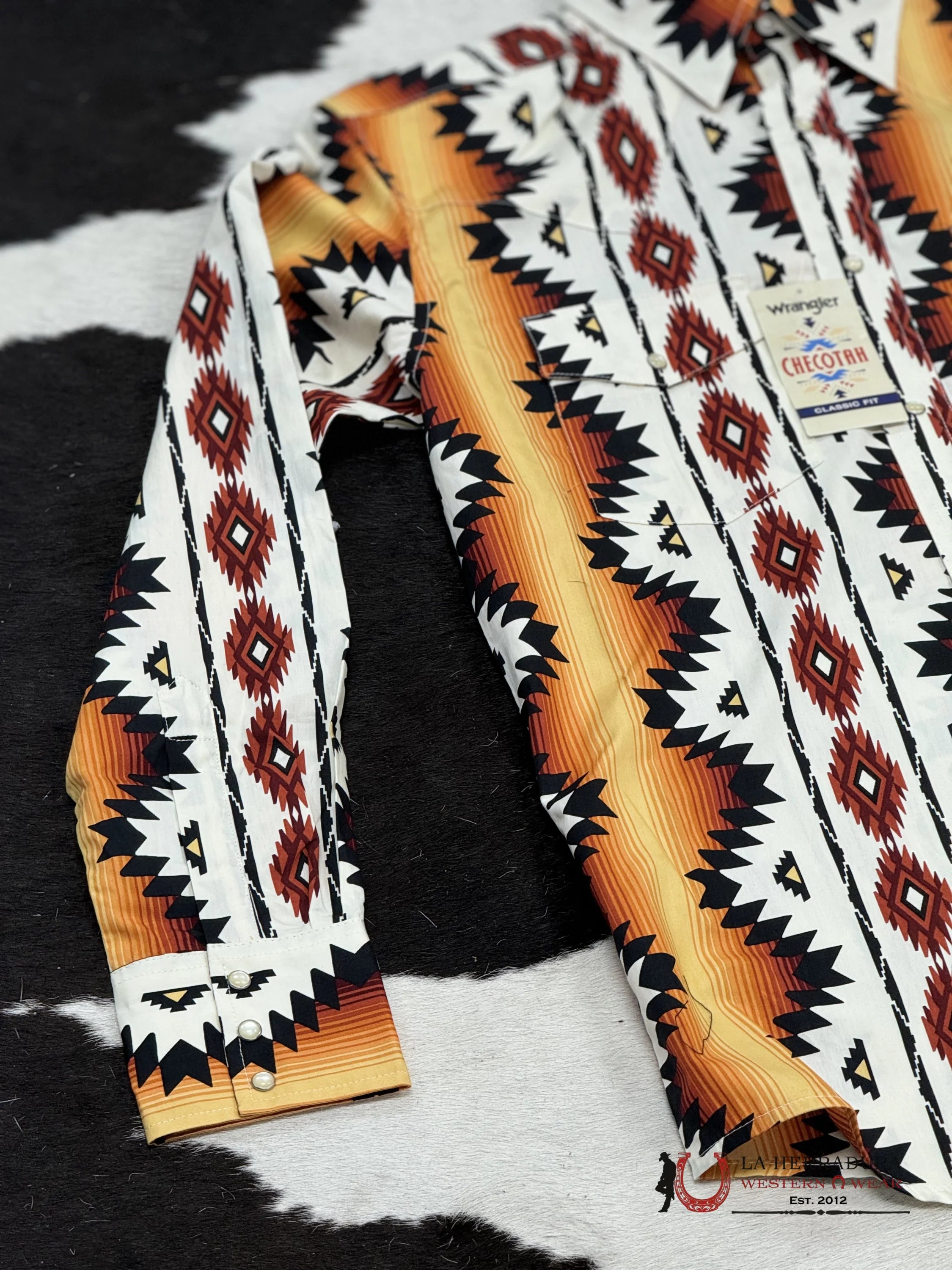 Wrangler Aztec Orange Long Sleeve Ropa Hombres