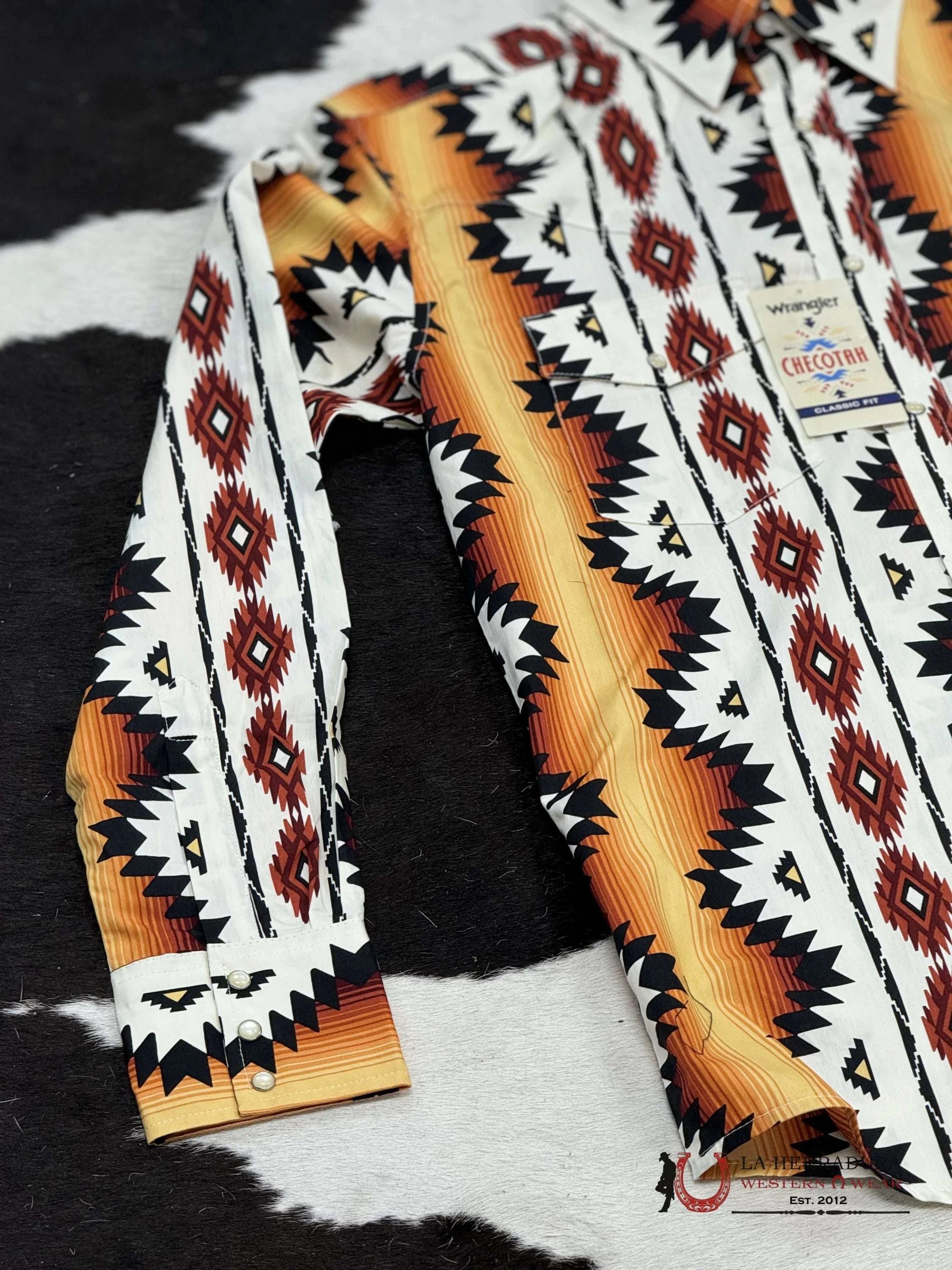 Wrangler Aztec Orange Long Sleeve Ropa Hombres
