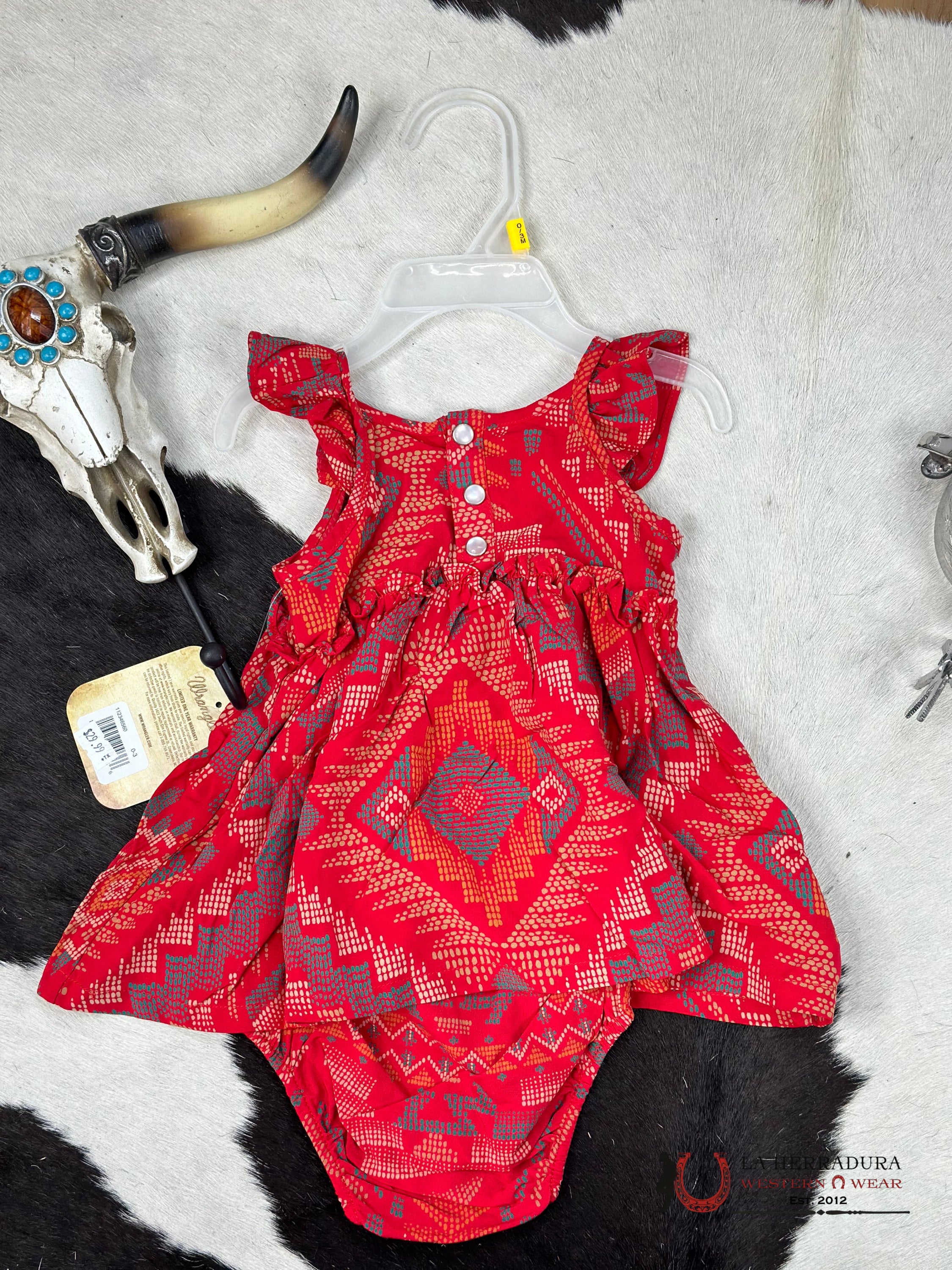 Wrangler Babies Onsie Dress Red Niños