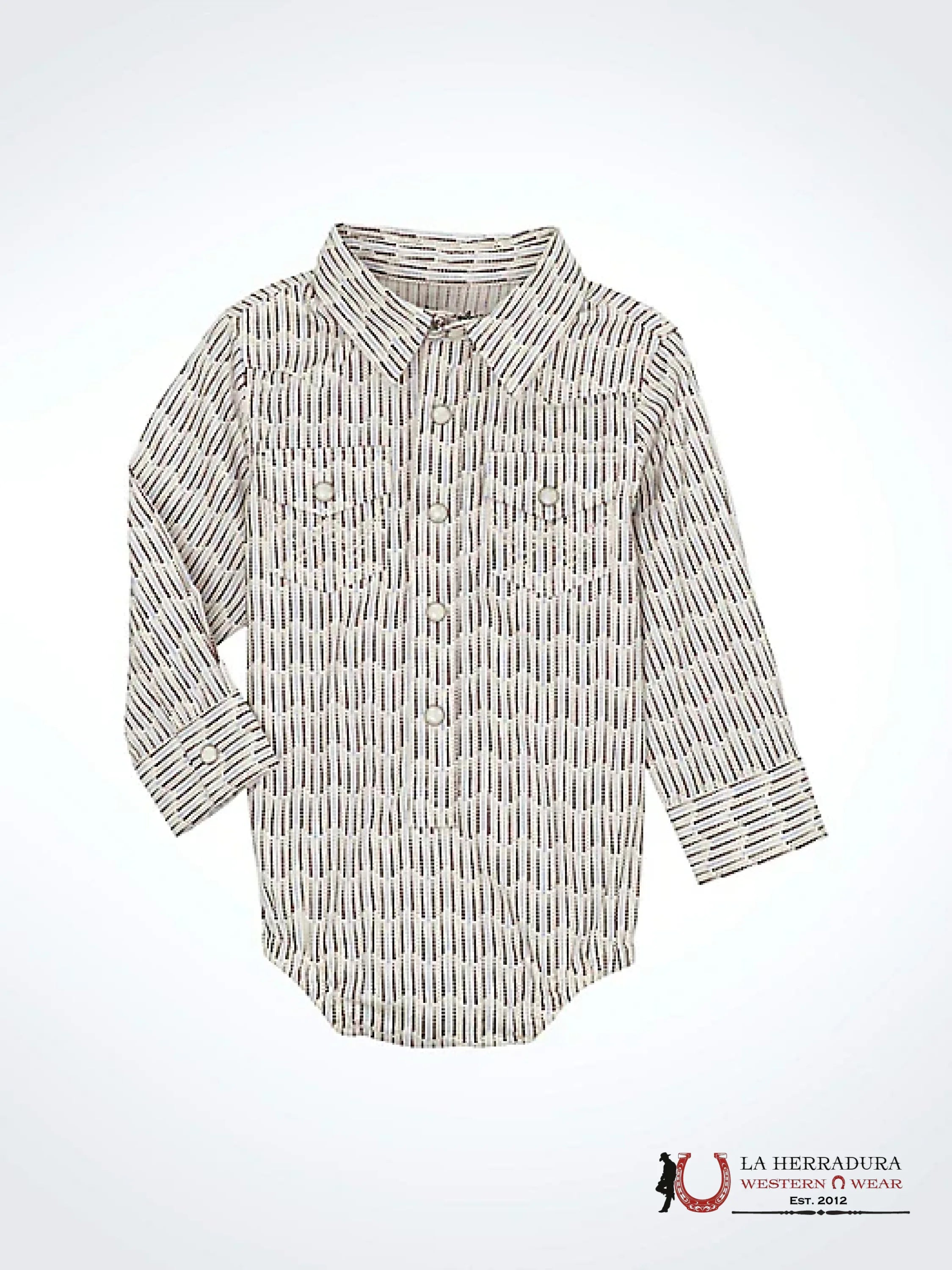 WRANGLER BABY BOY’S LONG SLEEVE WESTERN SNAP BODYSUIT BROWN WAVES NIÑOS