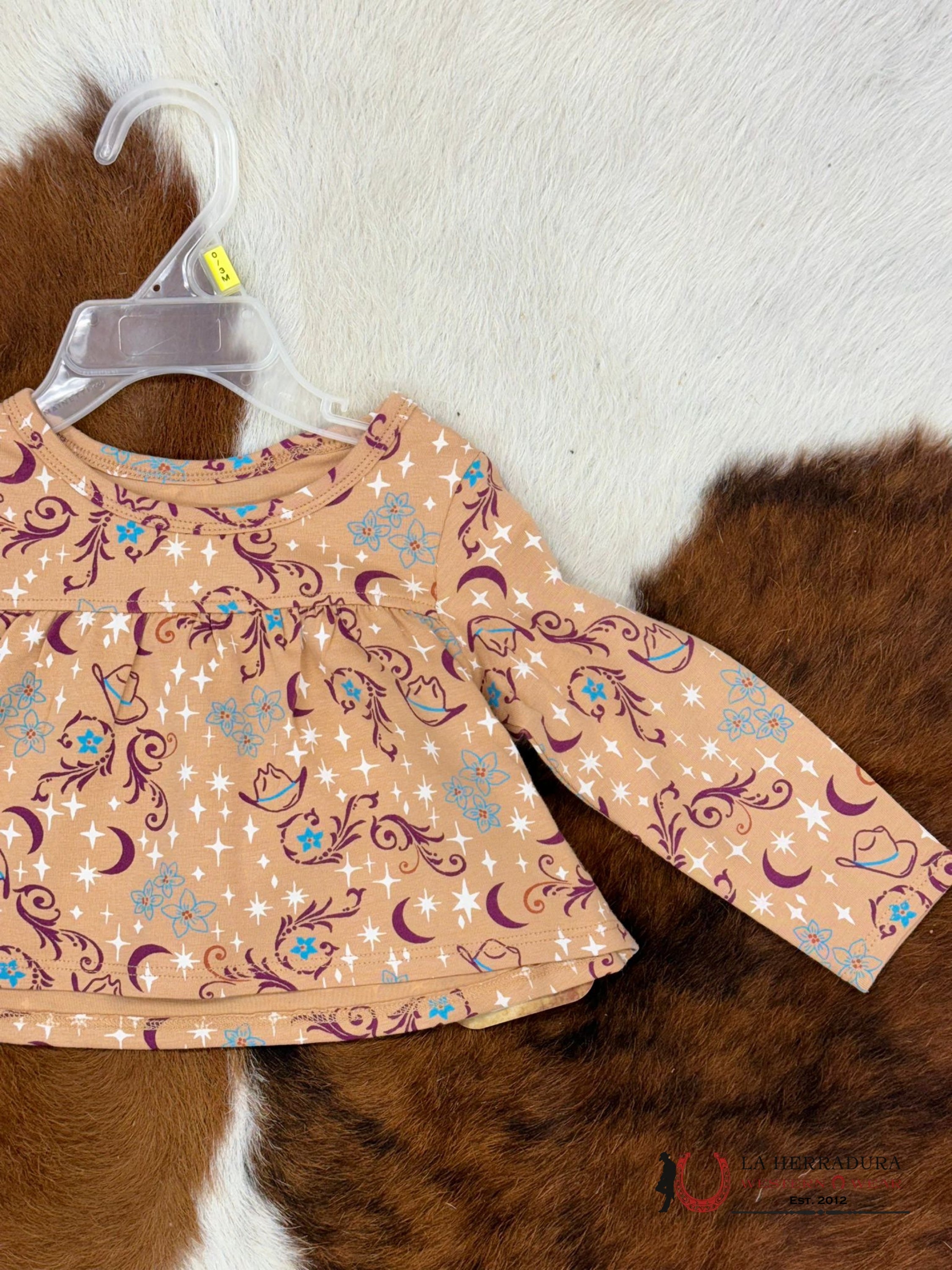 Wrangler Beige Western Print Long Sleeve Niños