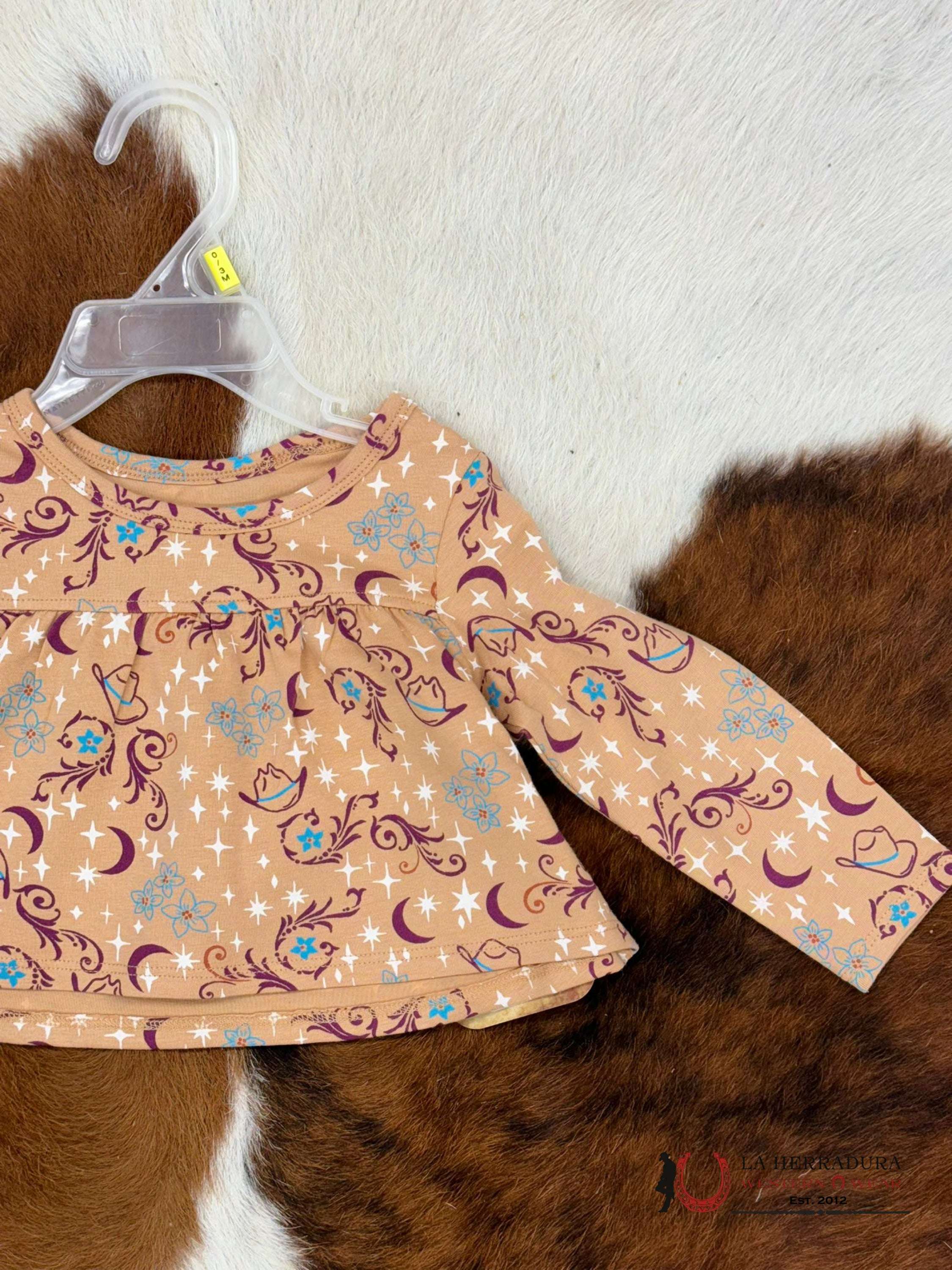 Wrangler Beige Western Print Long Sleeve Niños