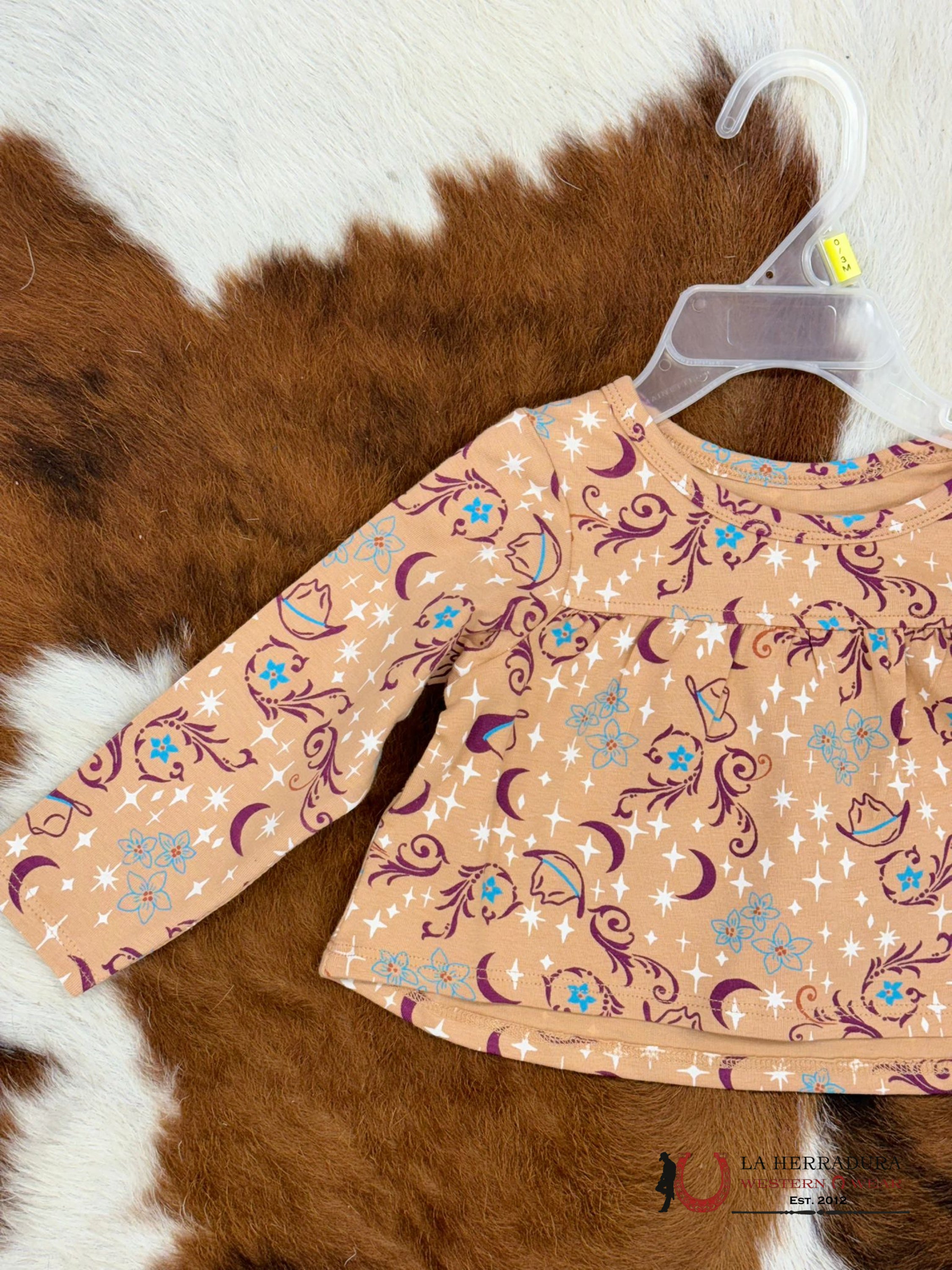 Wrangler Beige Western Print Long Sleeve Niños