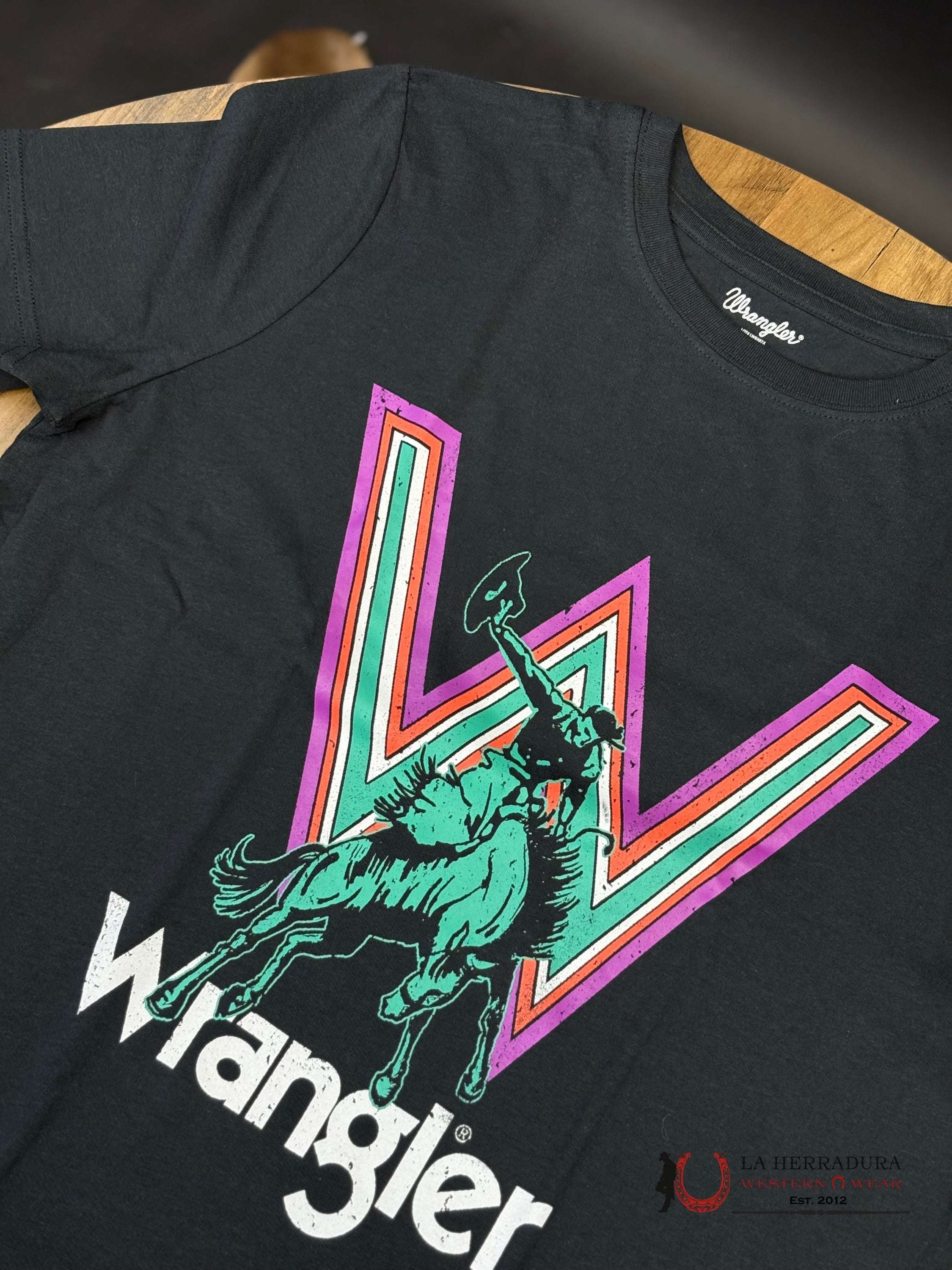 Wrangler Black Short Sleeve Cowboy Ropa Mujeres