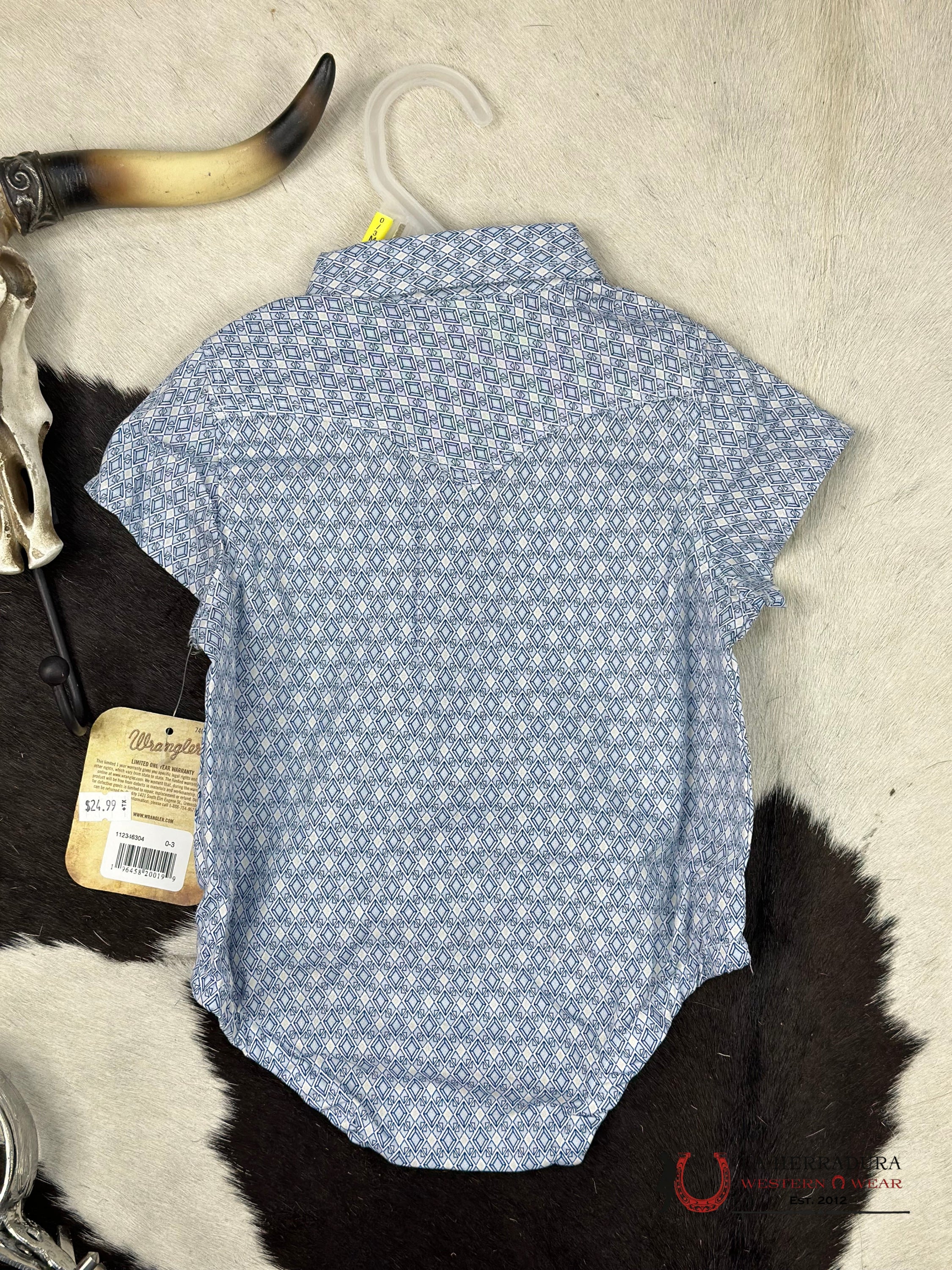 Wrangler Blie Diamond Onsie Snap Shirt Niños