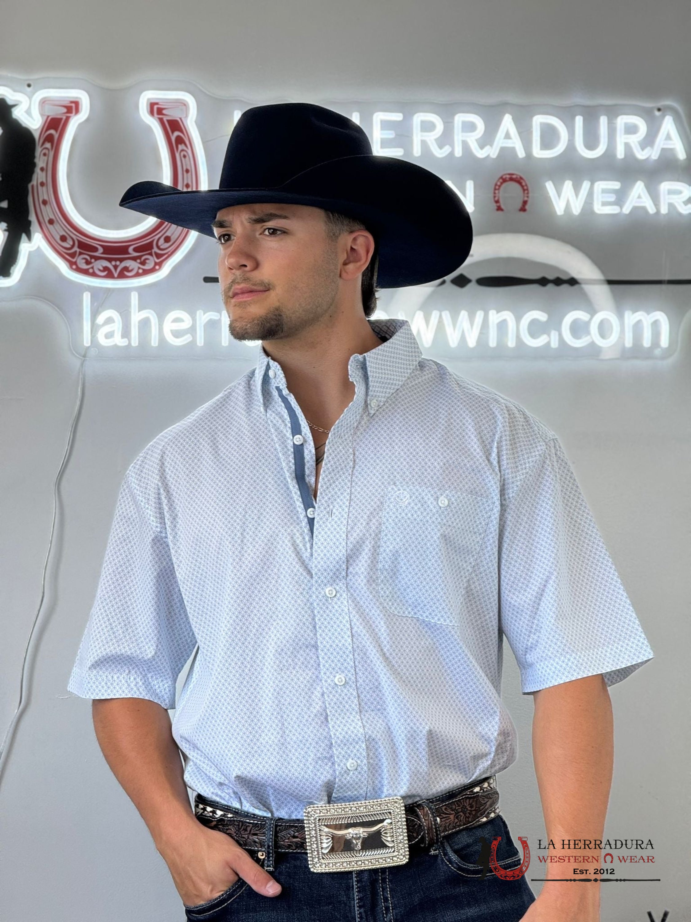 Wrangler Blue Moth Print Short Sleeve Shirt Ropa Hombres