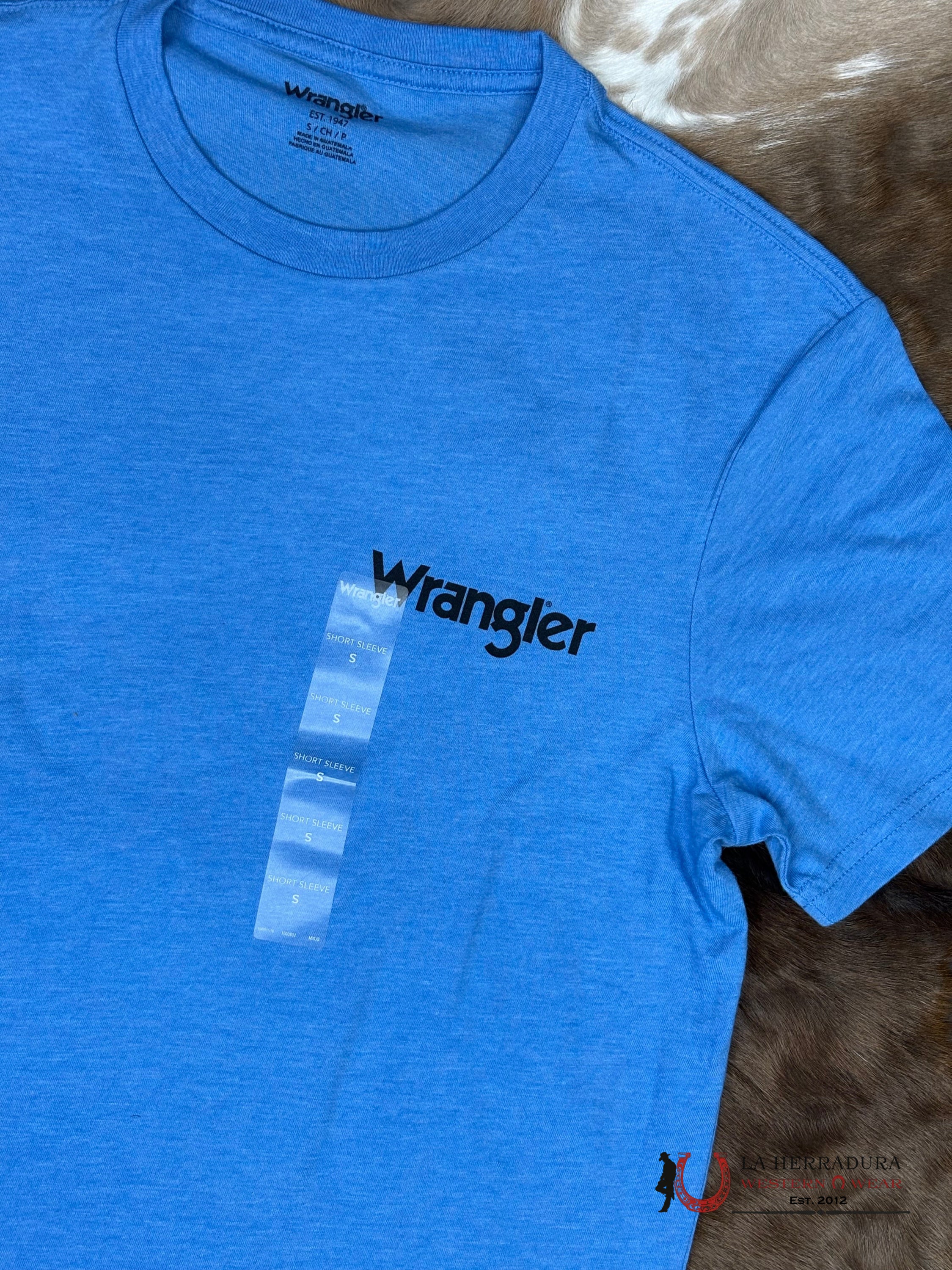 Wrangler Blue With American Flag Design Short Sleeve Shirt - 1847 ROPA HOMBRES