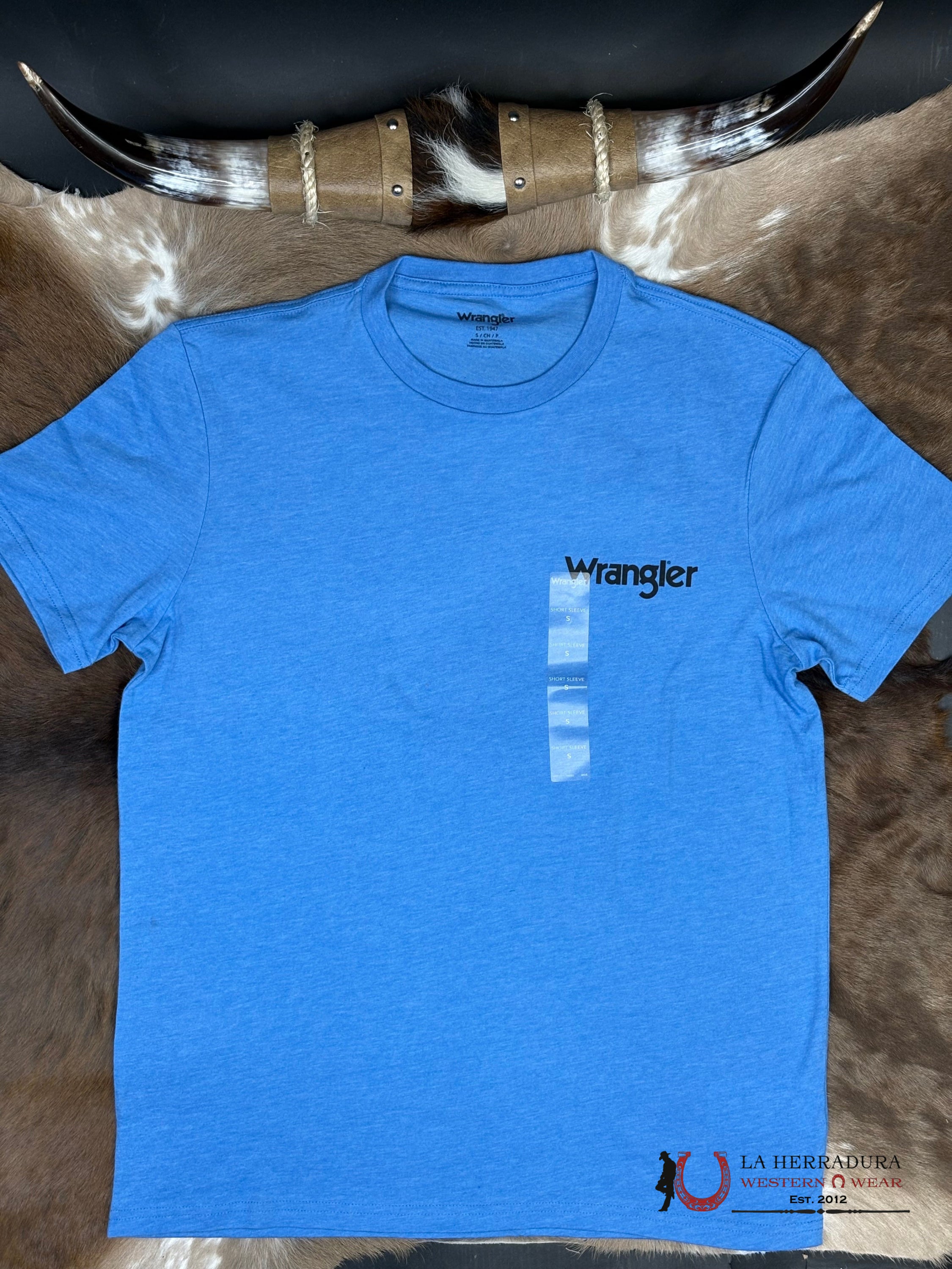 Wrangler Blue With American Flag Design Short Sleeve Shirt - 1847 ROPA HOMBRES