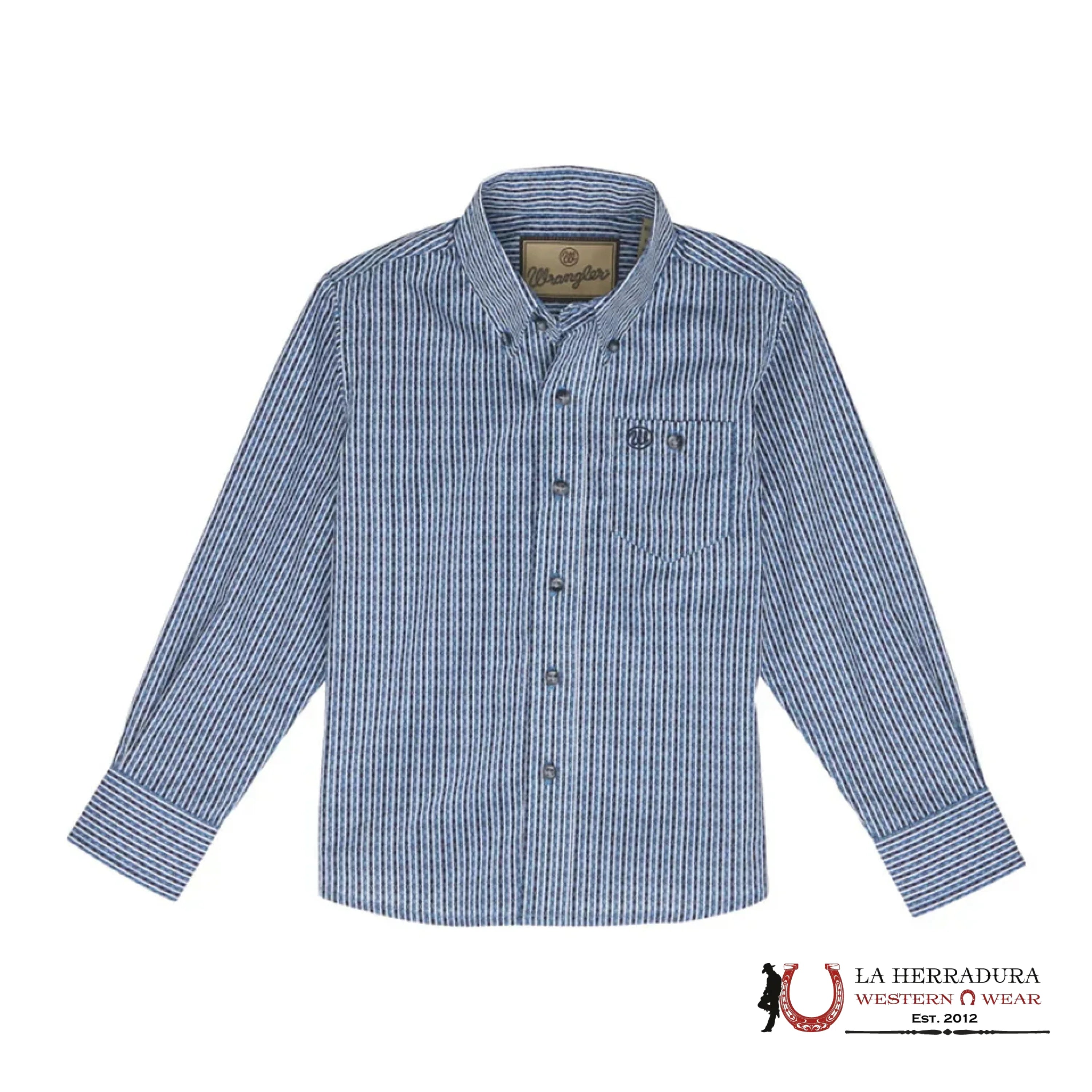 Wrangler Blue With Western Print Long Sleeve Boys 112352436 NIÑOS