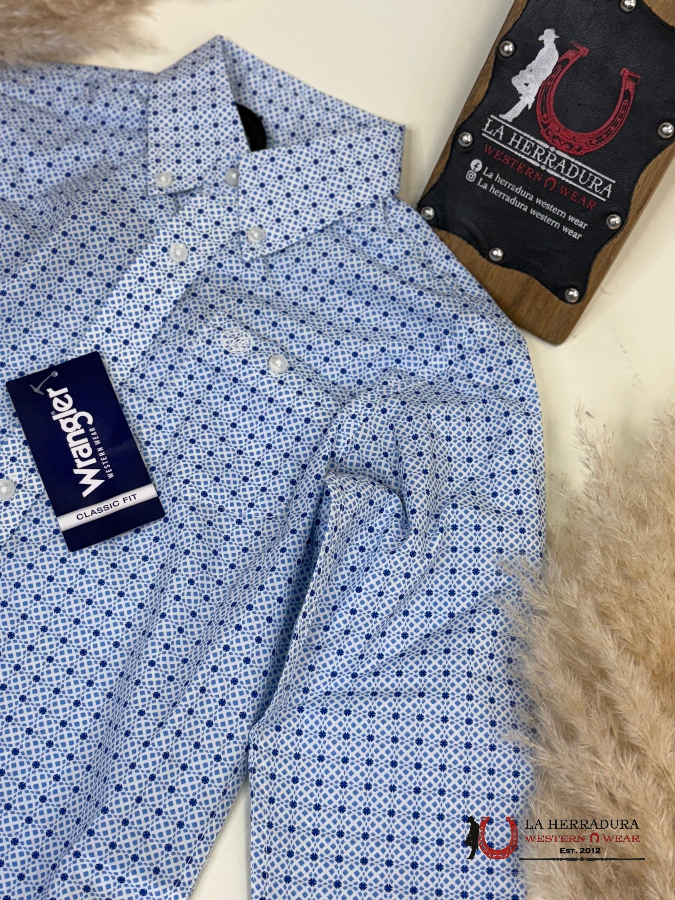 Wrangler Blue With Western Print Long Sleeve Boys 112359457 NIÑOS