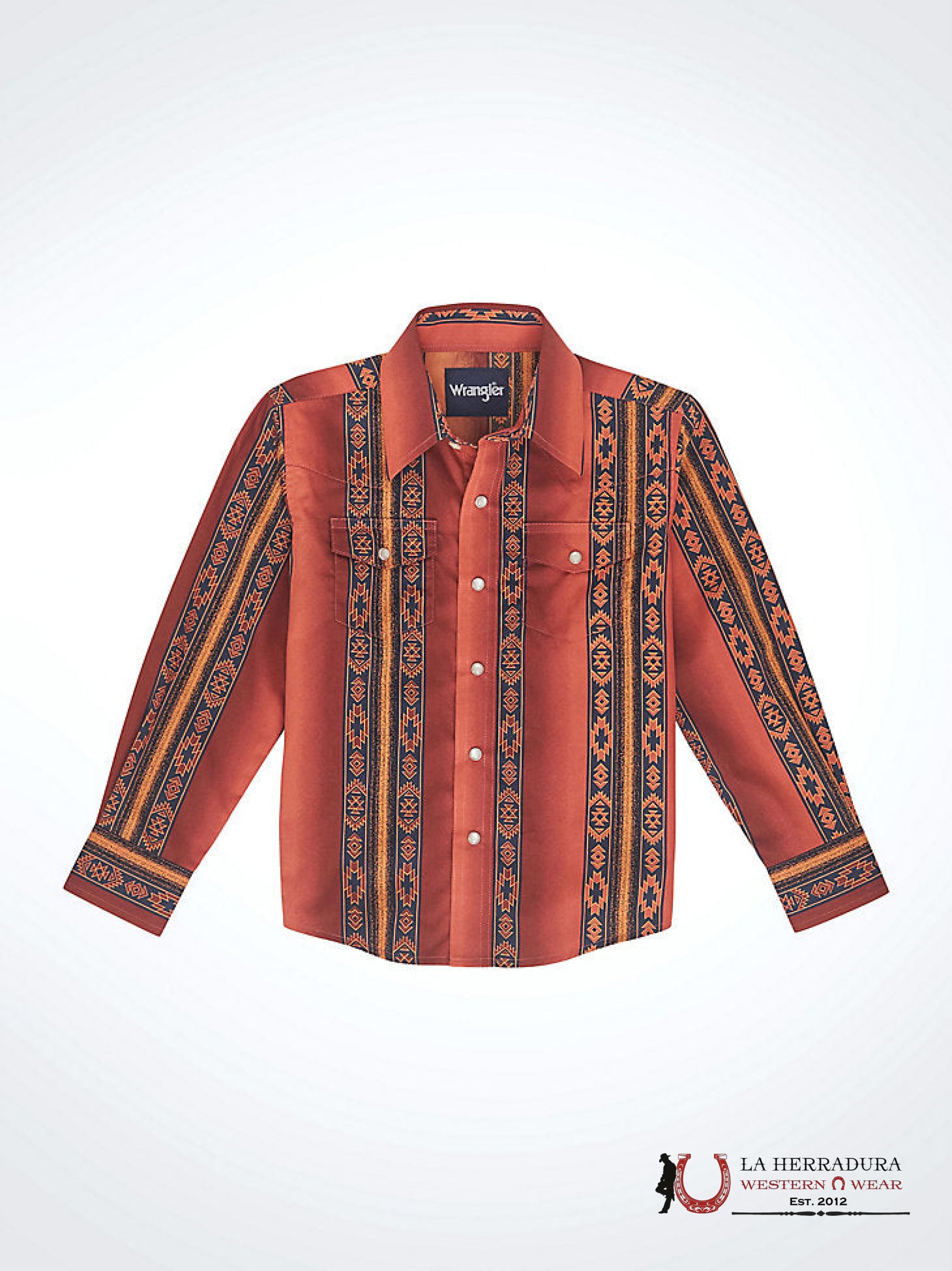 Wrangler Boy Checotah Classic Fit Rusty Orange Niños