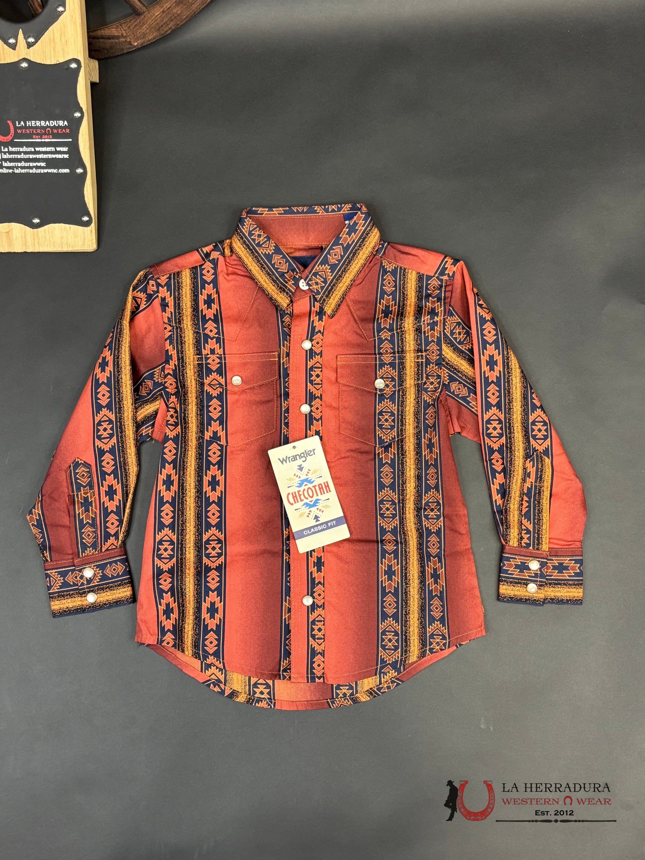 Wrangler Boy Checotah Classic Fit Rusty Orange Niños