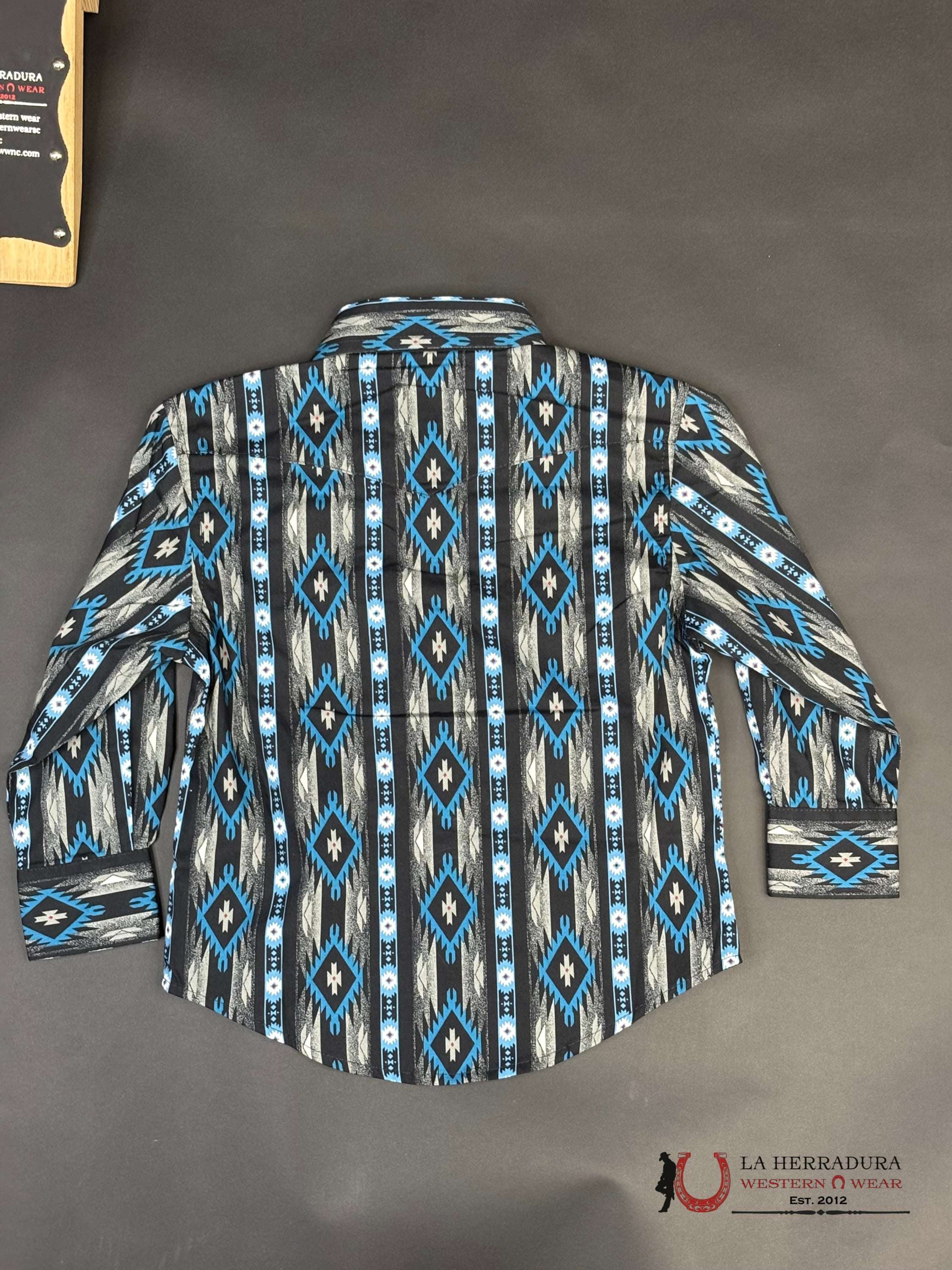 Wrangler Boys Black Blue Checotah Long Sleeve Niños