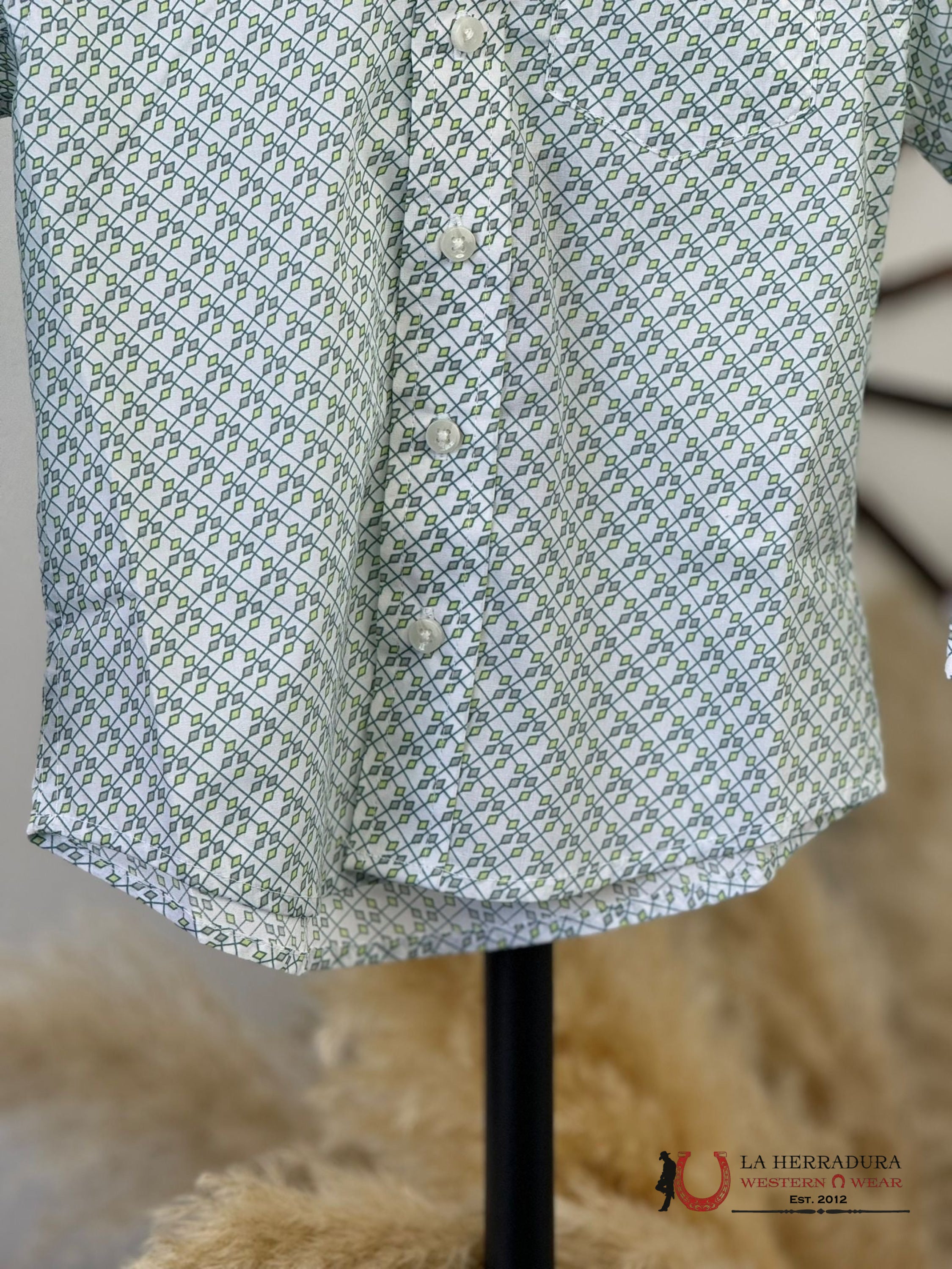 Wrangler Boys Green Diamond Long Sleeve Shirt Niños