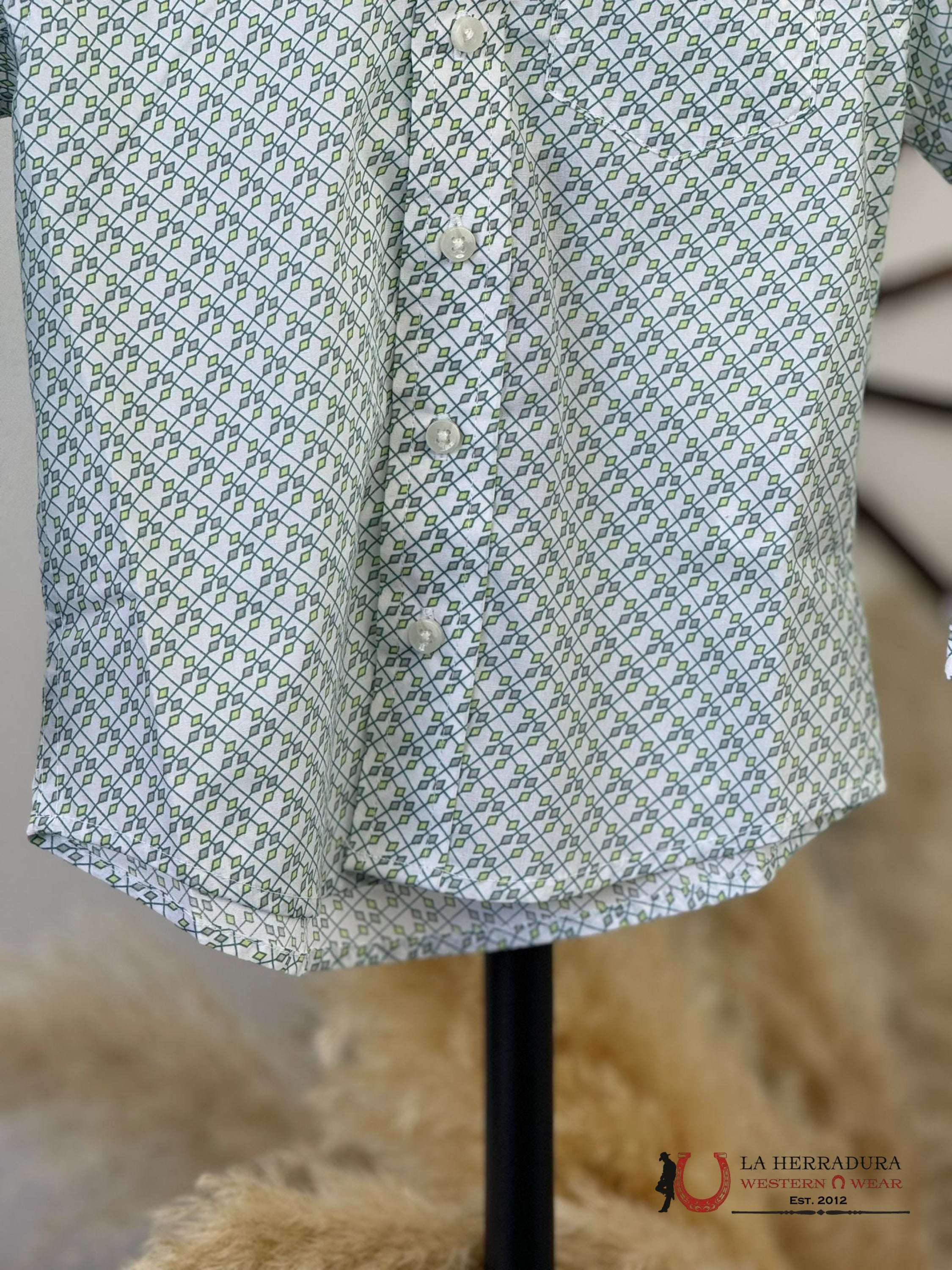Wrangler Boys Green Diamond Long Sleeve Shirt Niños