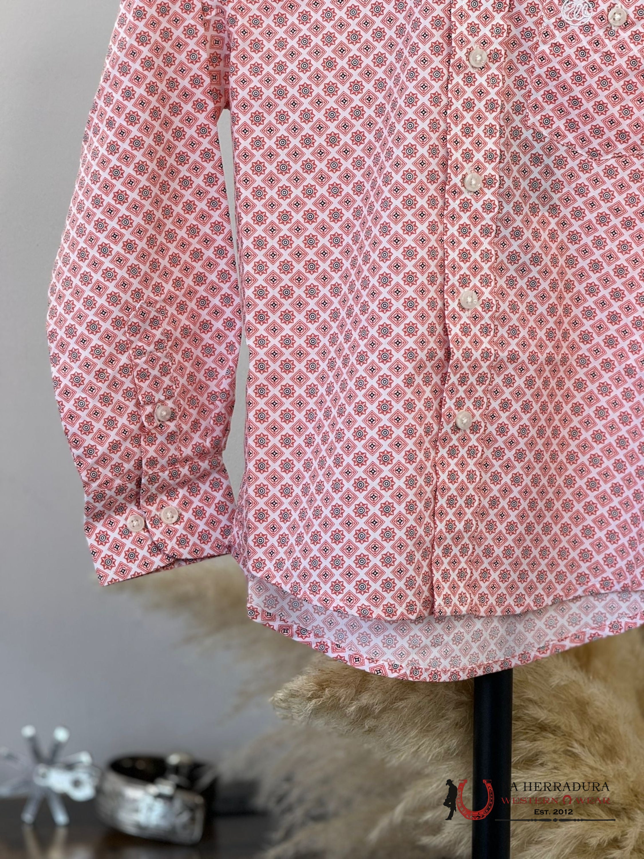 Wrangler Boys Orange Print Long Sleeve Shirt 6232 Niños