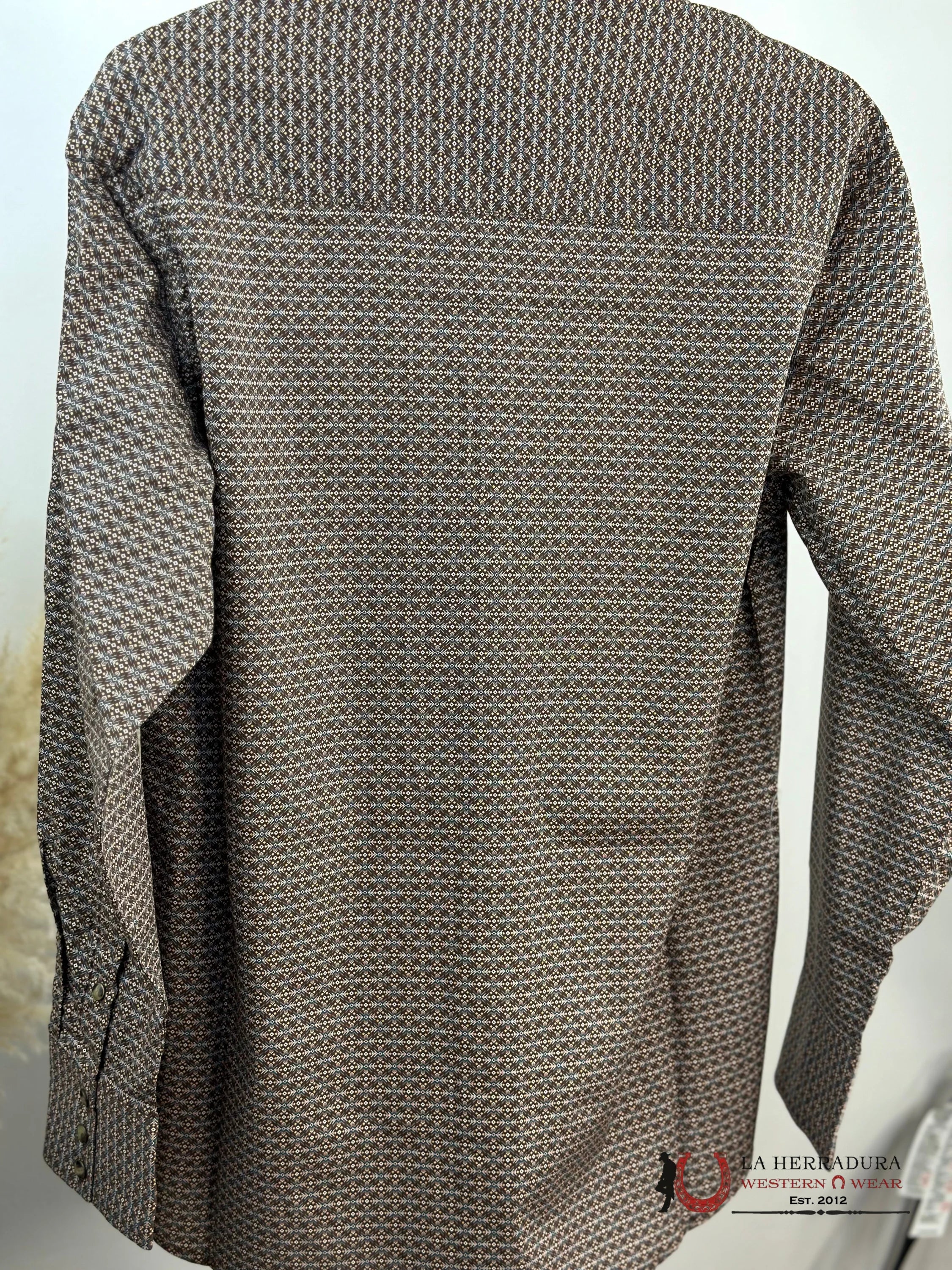 Wrangler Brown Print Snap Long Sleeve Shirt Ropa Hombres