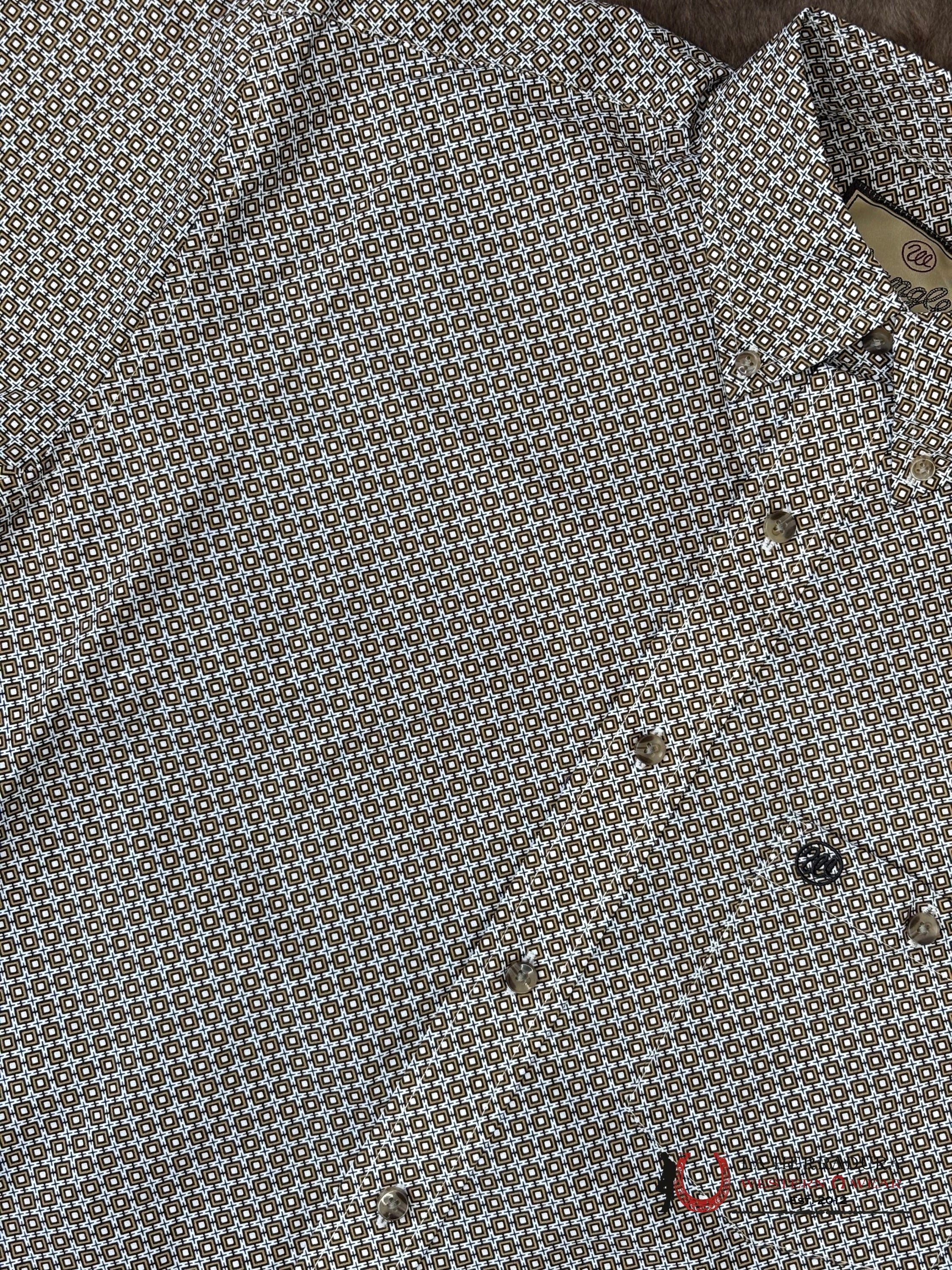 WRANGLER BROWN SHORT SLEEVE WESTERN PRINT MENS- 6982 ROPA HOMBRES