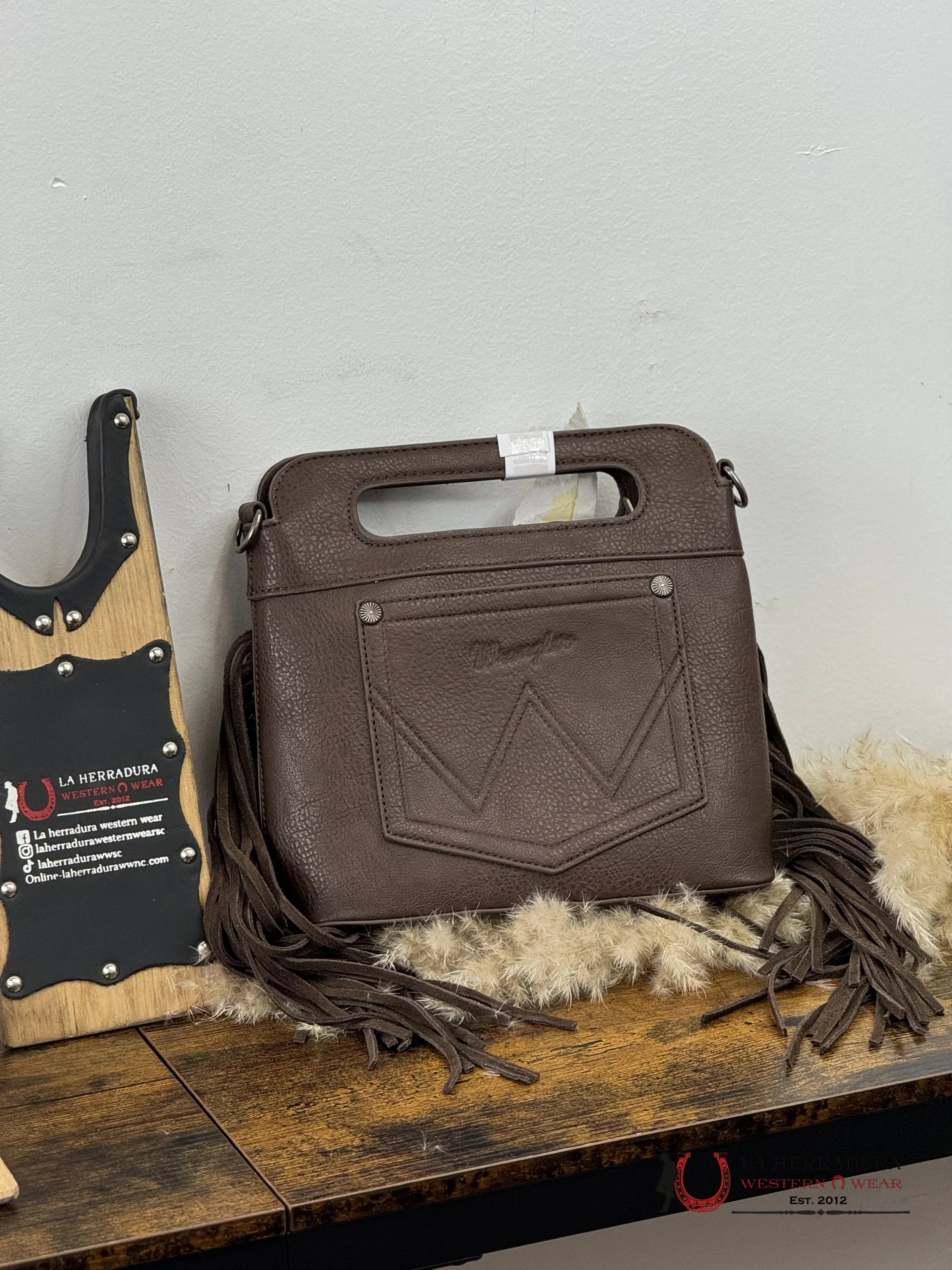 Wrangler Brown Stitched Leather Hand Bag Nuevo Ropa Mujeres