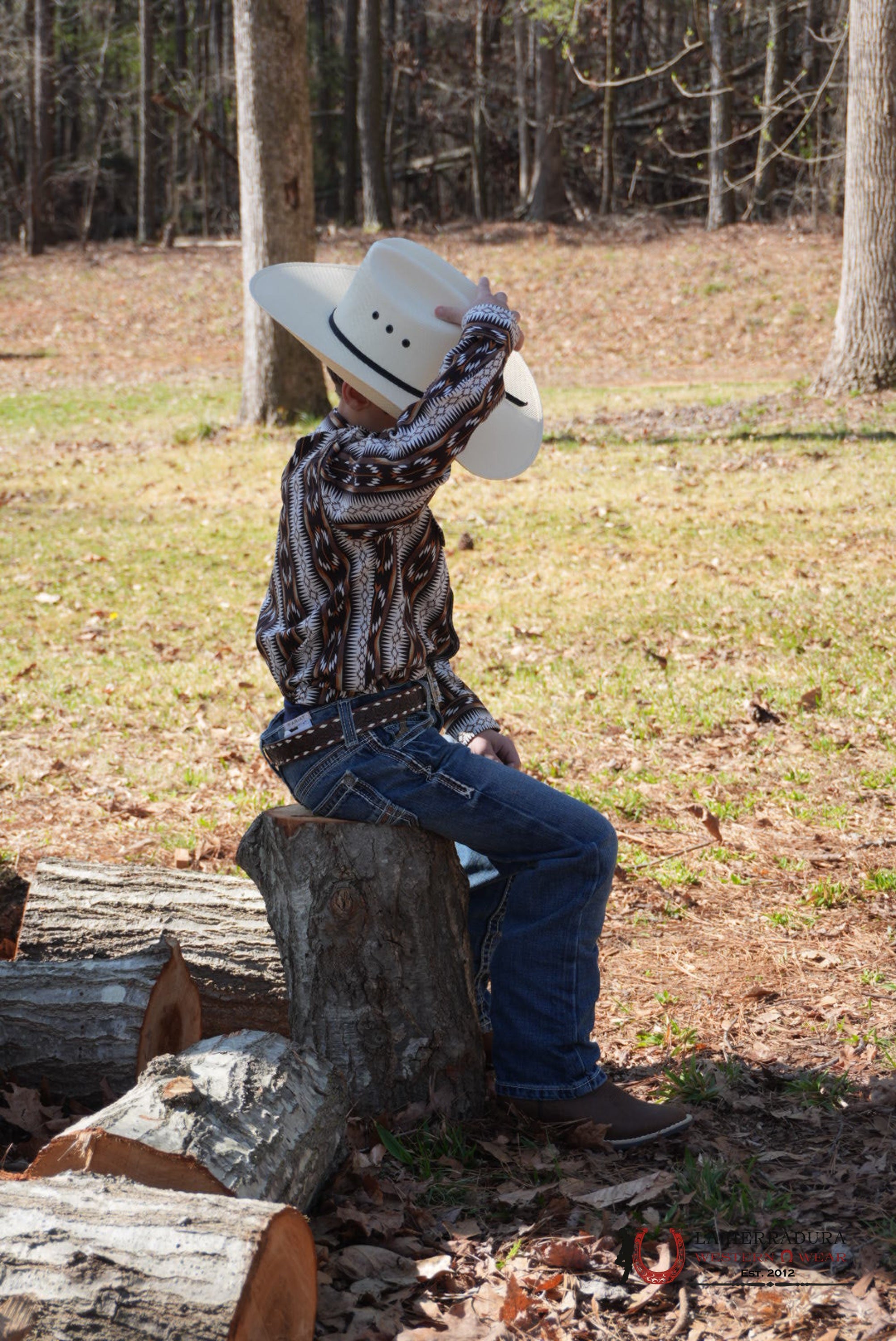 Wrangler Brown With Multi Color Aztec Print Long Sleeve NIÑOS