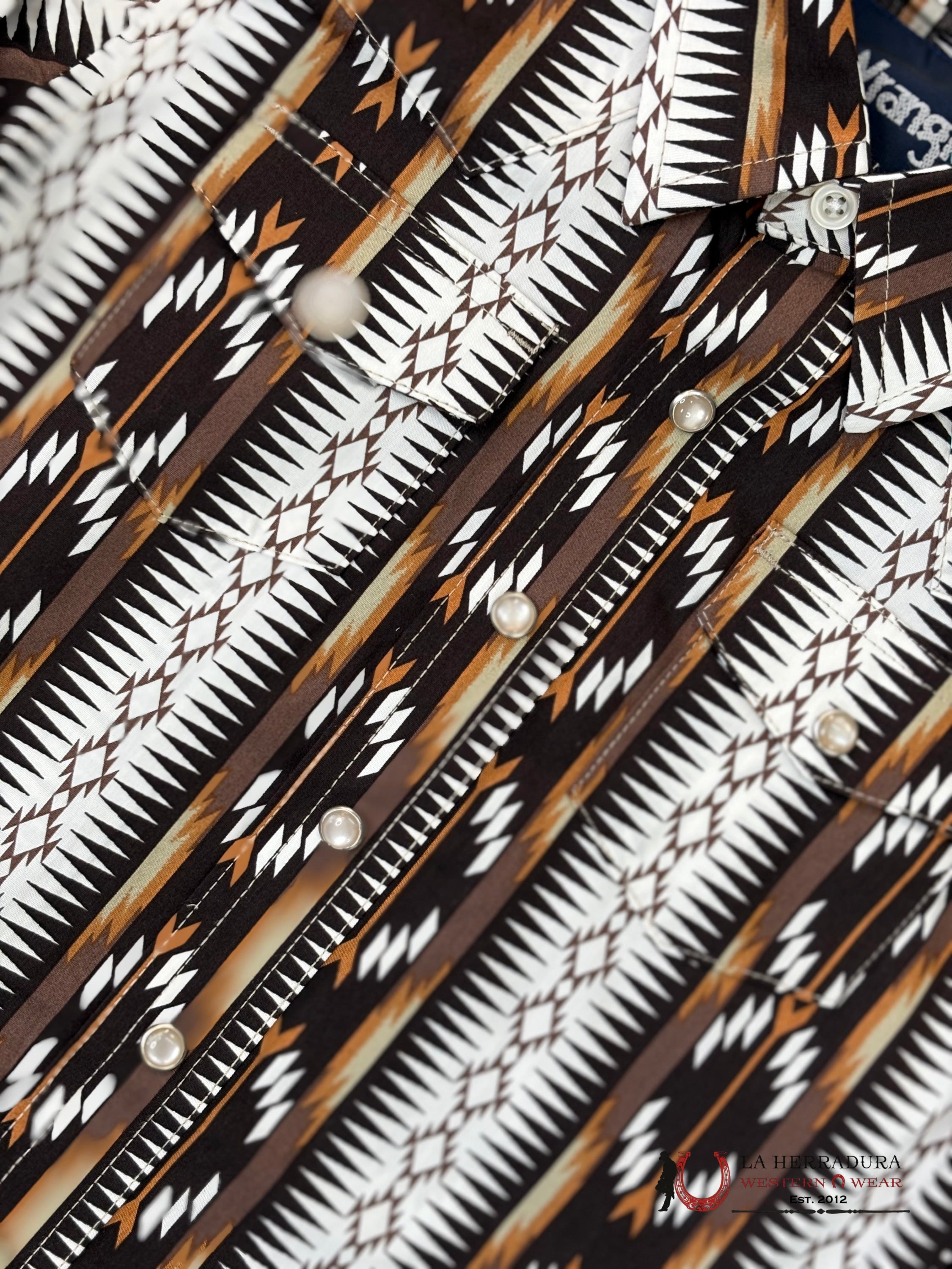 Wrangler Brown With Multi Color Aztec Print Long Sleeve NIÑOS