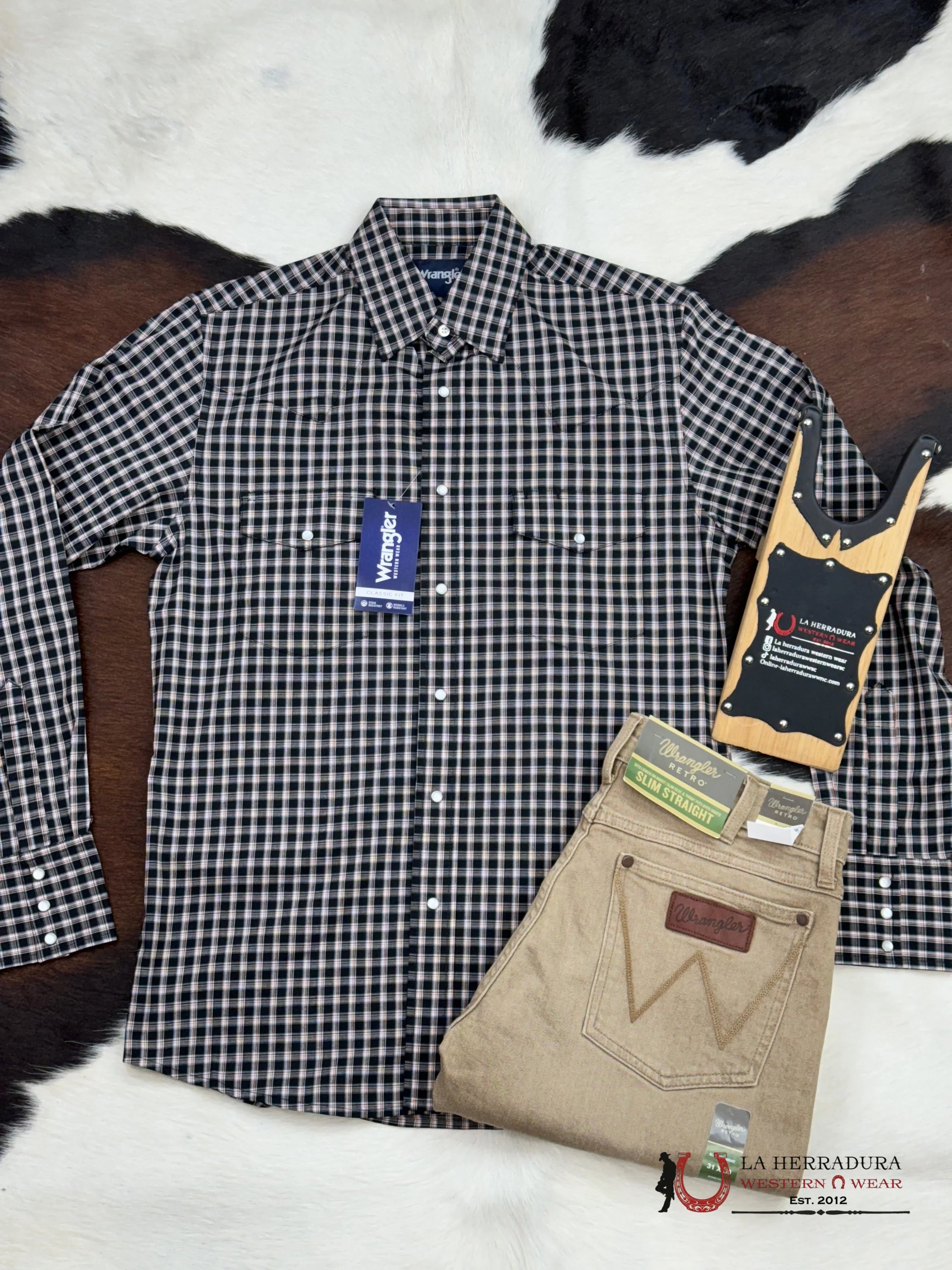 Wrangler Classic Black/Orange Long Sleeve 5370 Ropa Hombres