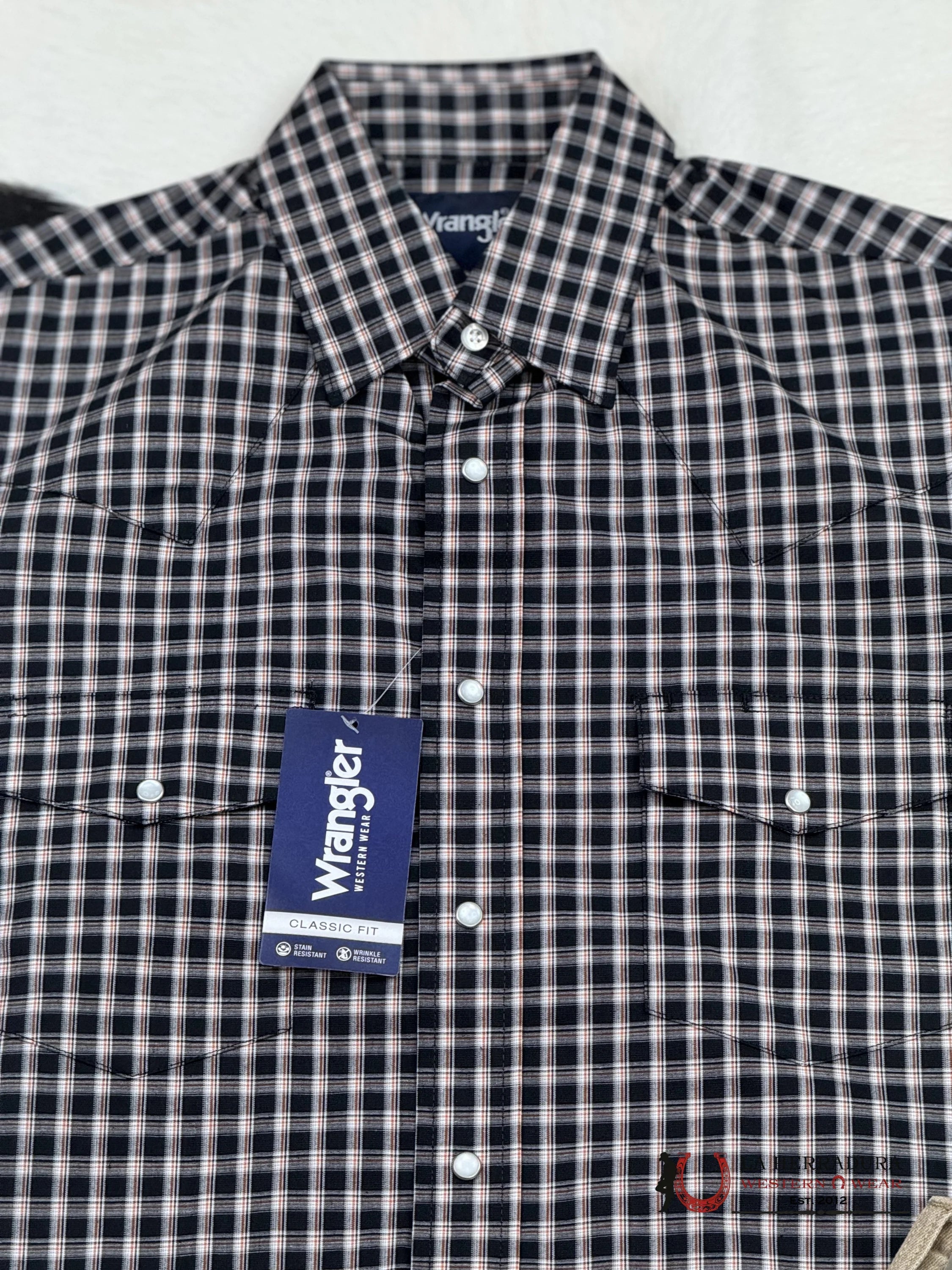 Wrangler Classic Black/Orange Long Sleeve 5370 Ropa Hombres