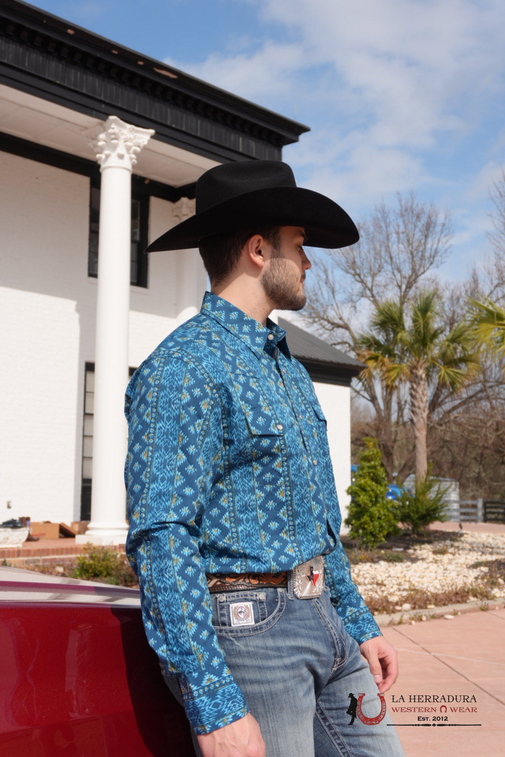 Wrangler Classic Fit Checotah Deep Lake Western Snap - 9440 ROPA HOMBRES