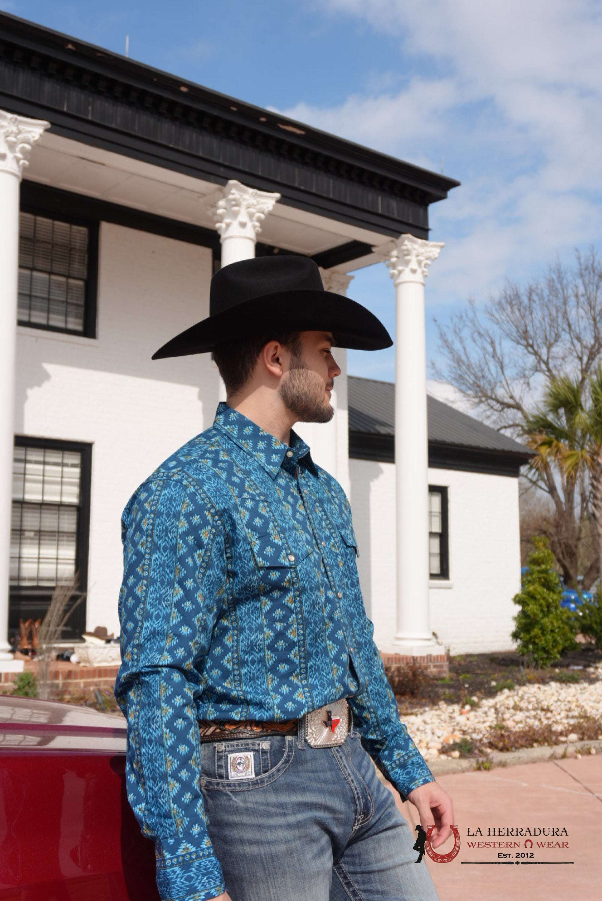 Wrangler Classic Fit Checotah Deep Lake Western Snap - 9440 ROPA HOMBRES