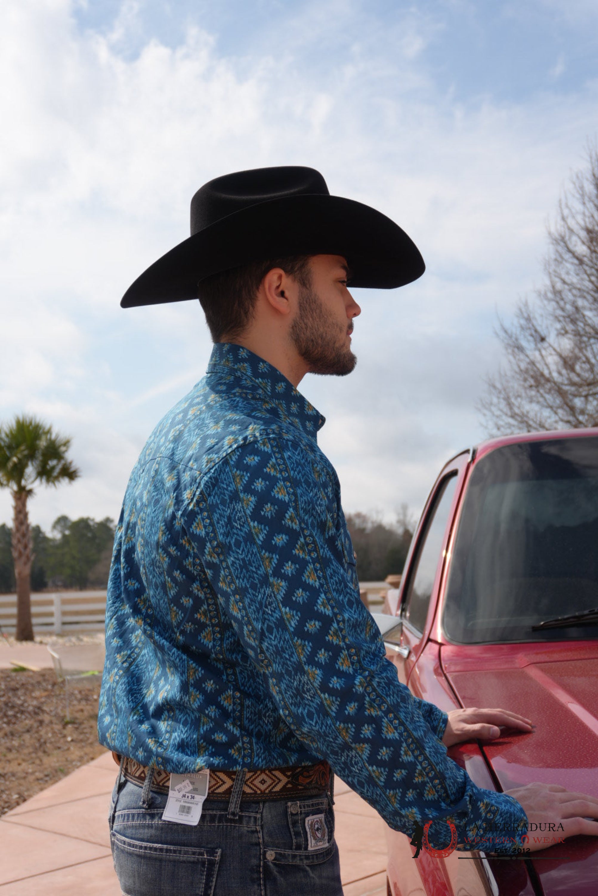 Wrangler Classic Fit Checotah Deep Lake Western Snap - 9440 ROPA HOMBRES