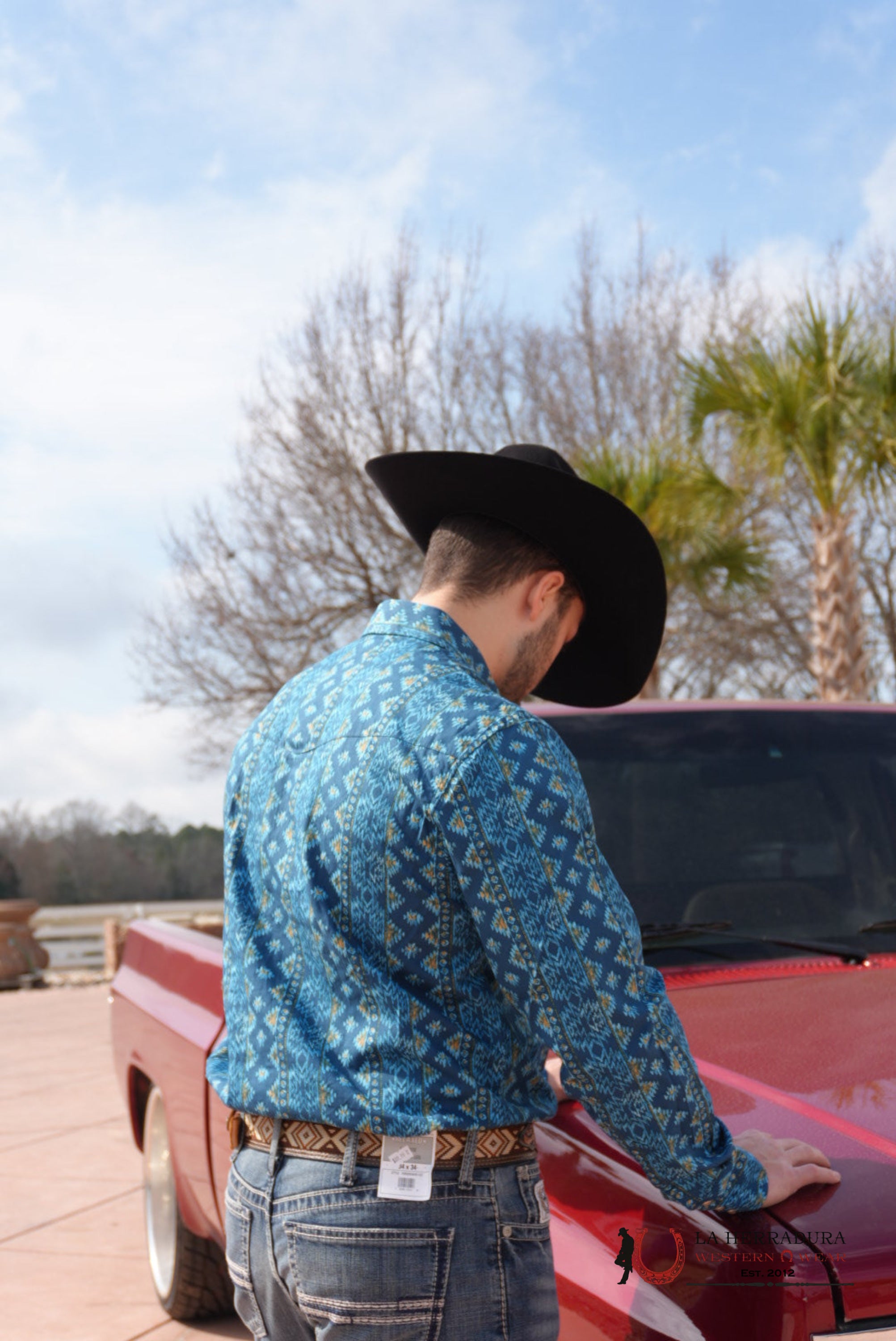 Wrangler Classic Fit Checotah Deep Lake Western Snap - 9440 ROPA HOMBRES