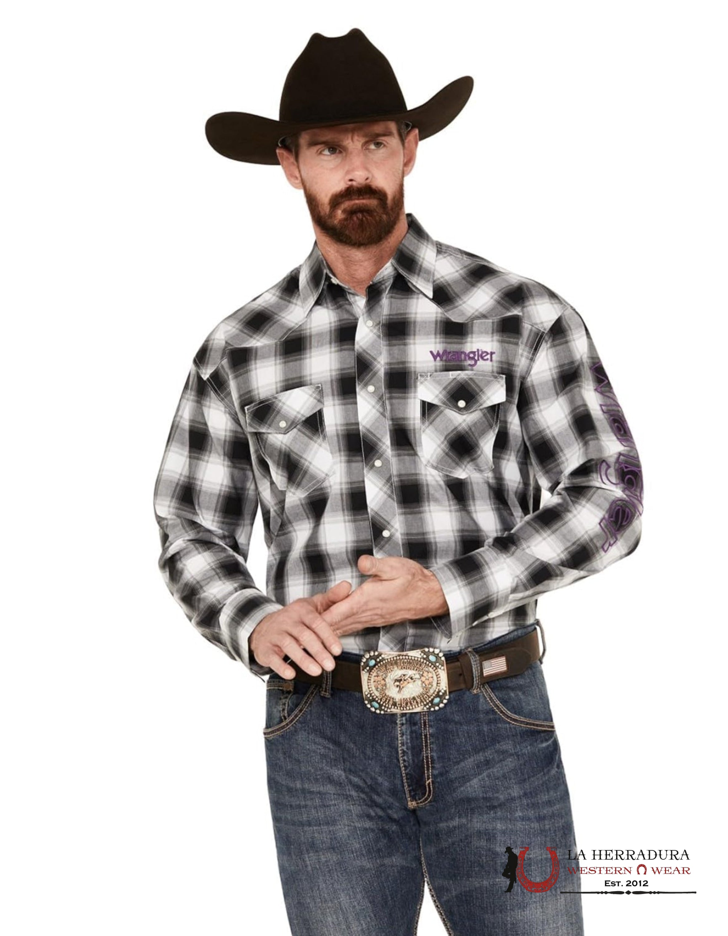 WRANGLER CLASSIC FIT LONG SLEEVE BLACK/PURPLE 7777 ROPA HOMBRES