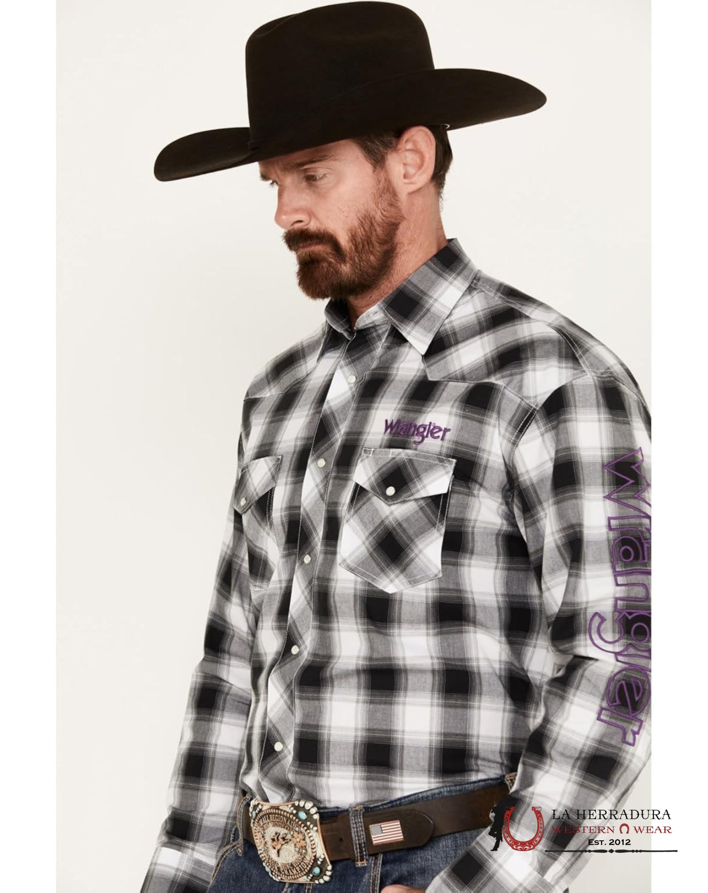 WRANGLER CLASSIC FIT LONG SLEEVE BLACK/PURPLE 7777 ROPA HOMBRES