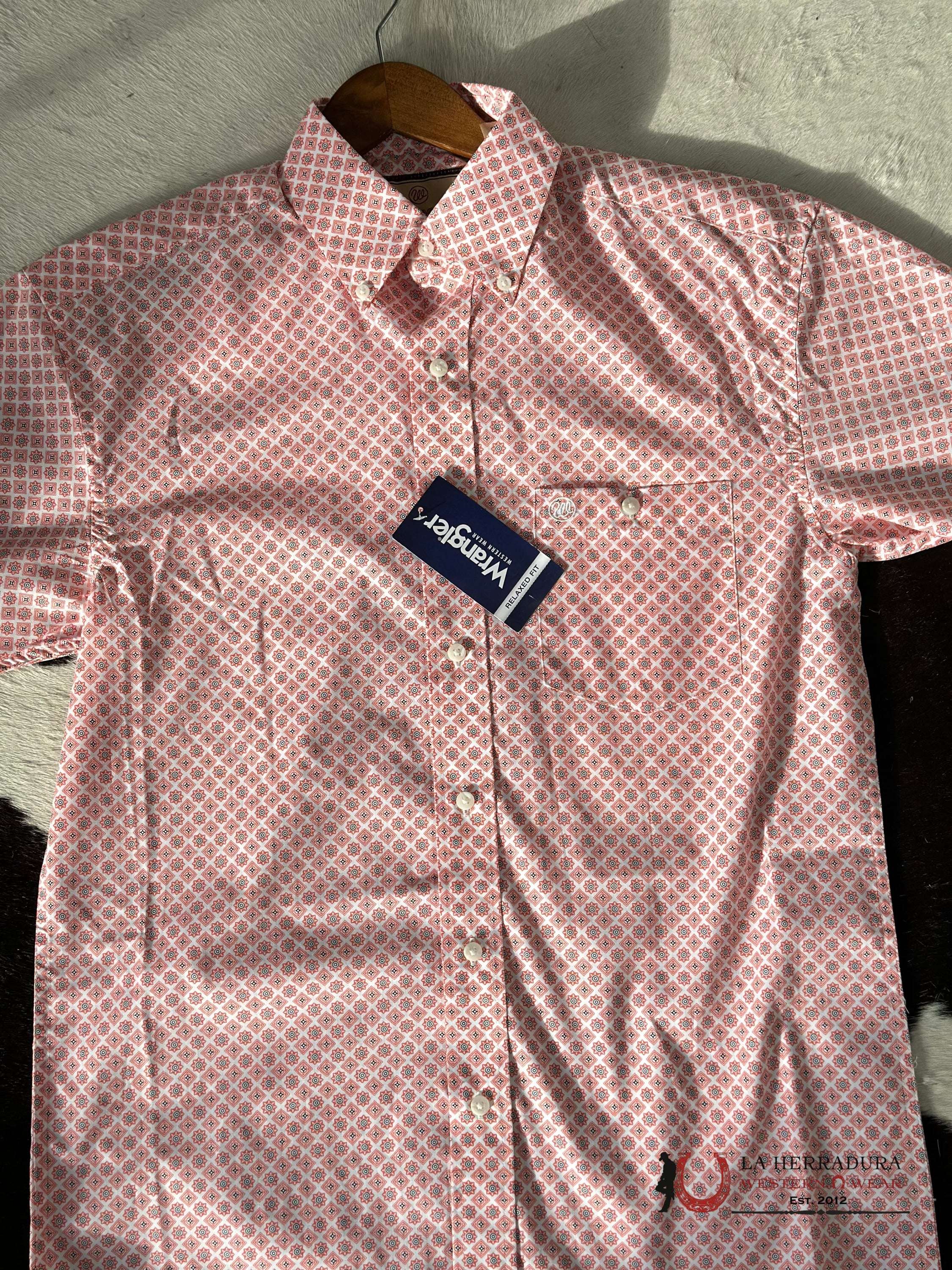 Wrangler Classic Orange Foil Button Short Sleeve Shirt 6076 Ropa Hombres