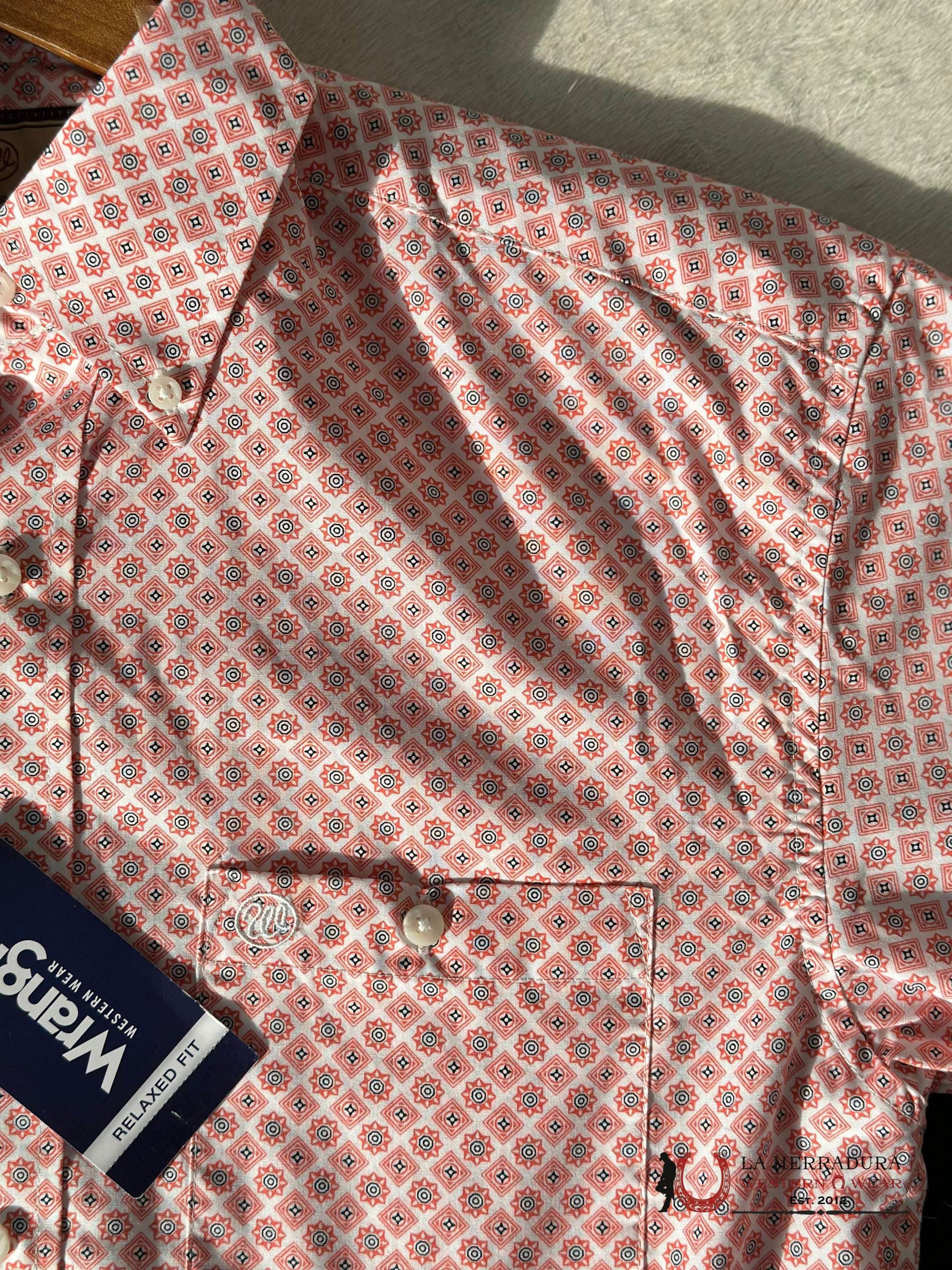 Wrangler Classic Orange Foil Button Short Sleeve Shirt 6076 Ropa Hombres