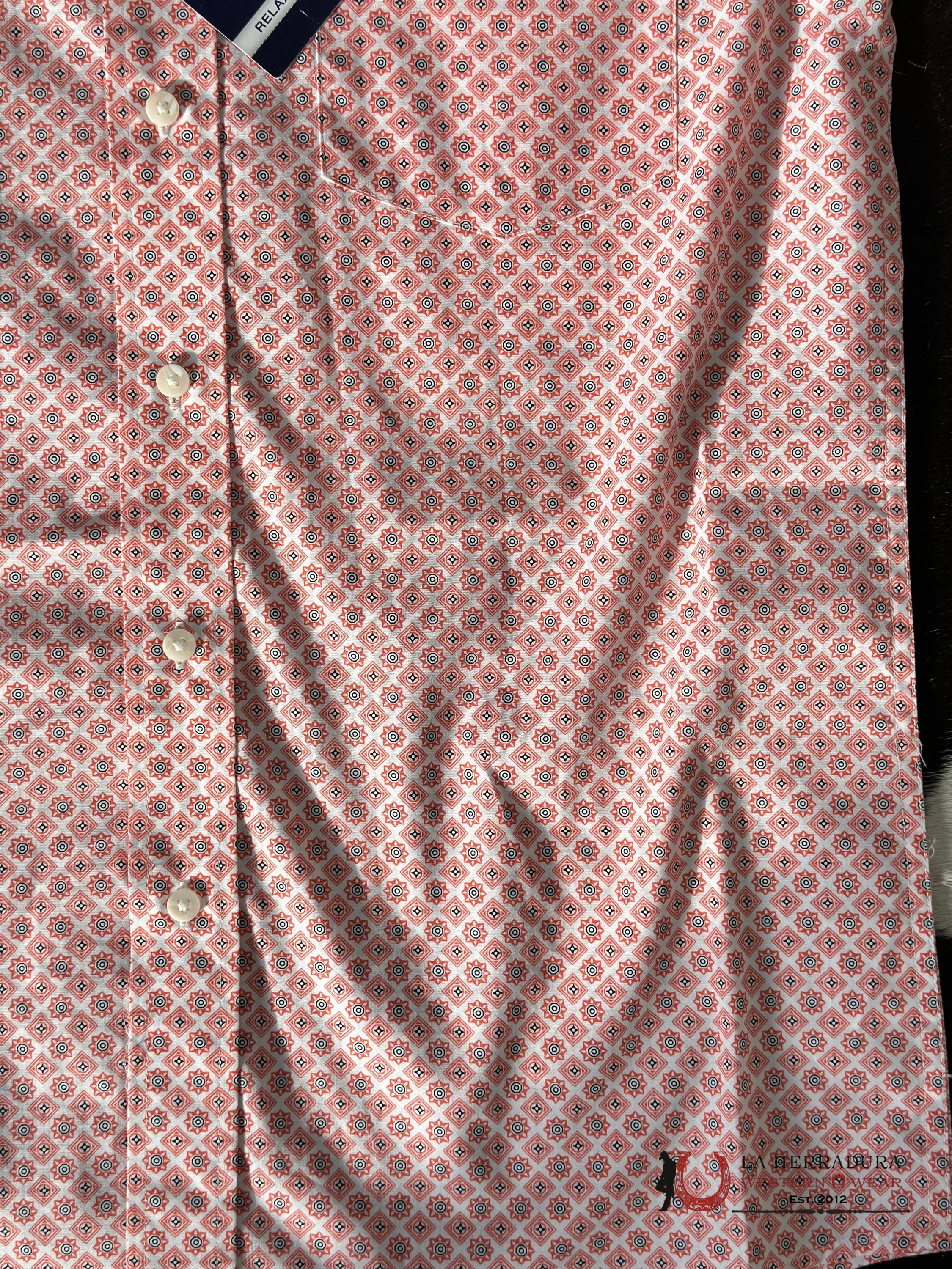 Wrangler Classic Orange Foil Button Short Sleeve Shirt 6076 Ropa Hombres