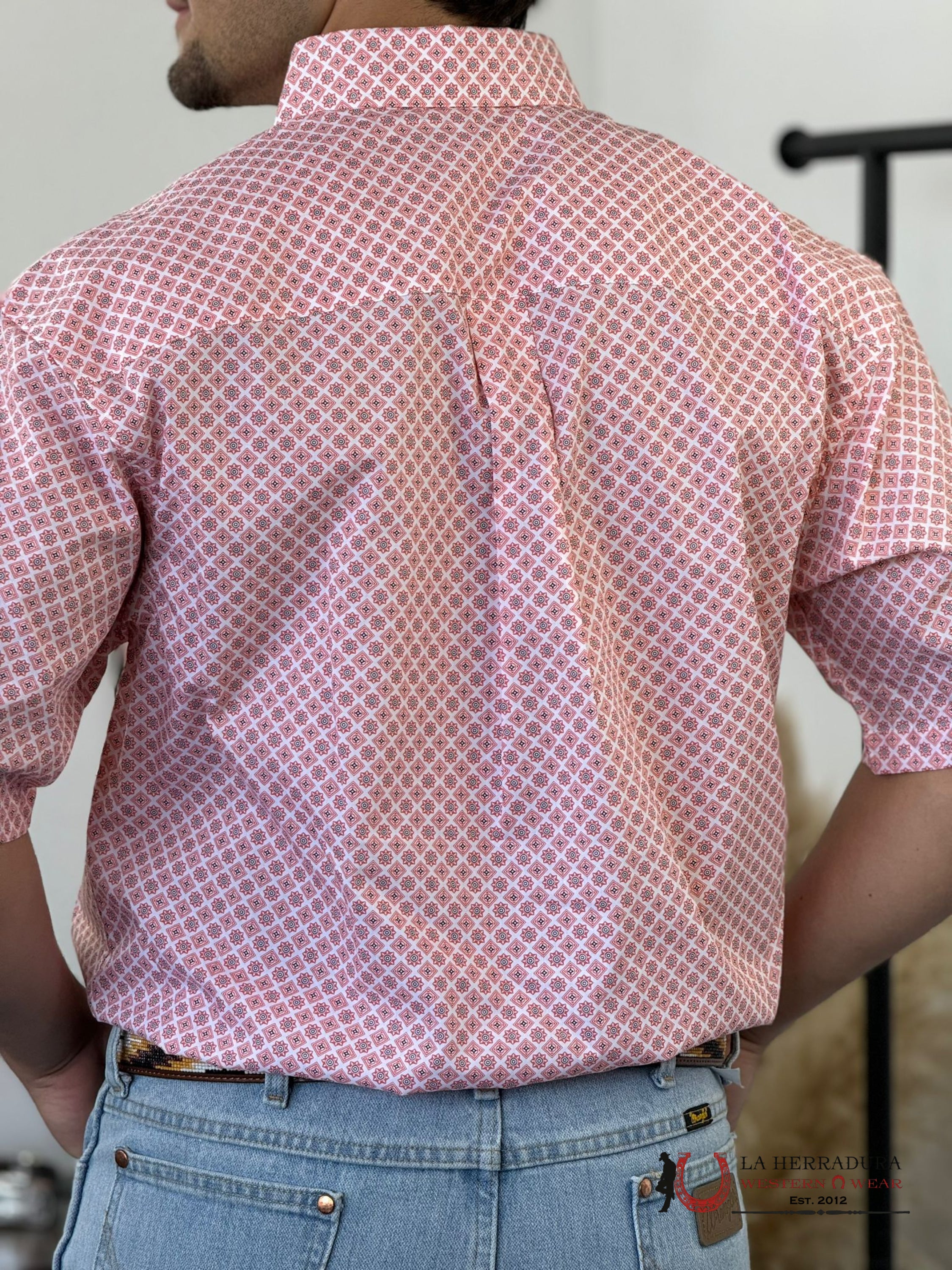 Wrangler Classic Orange Foil Button Short Sleeve Shirt 6076 Ropa Hombres