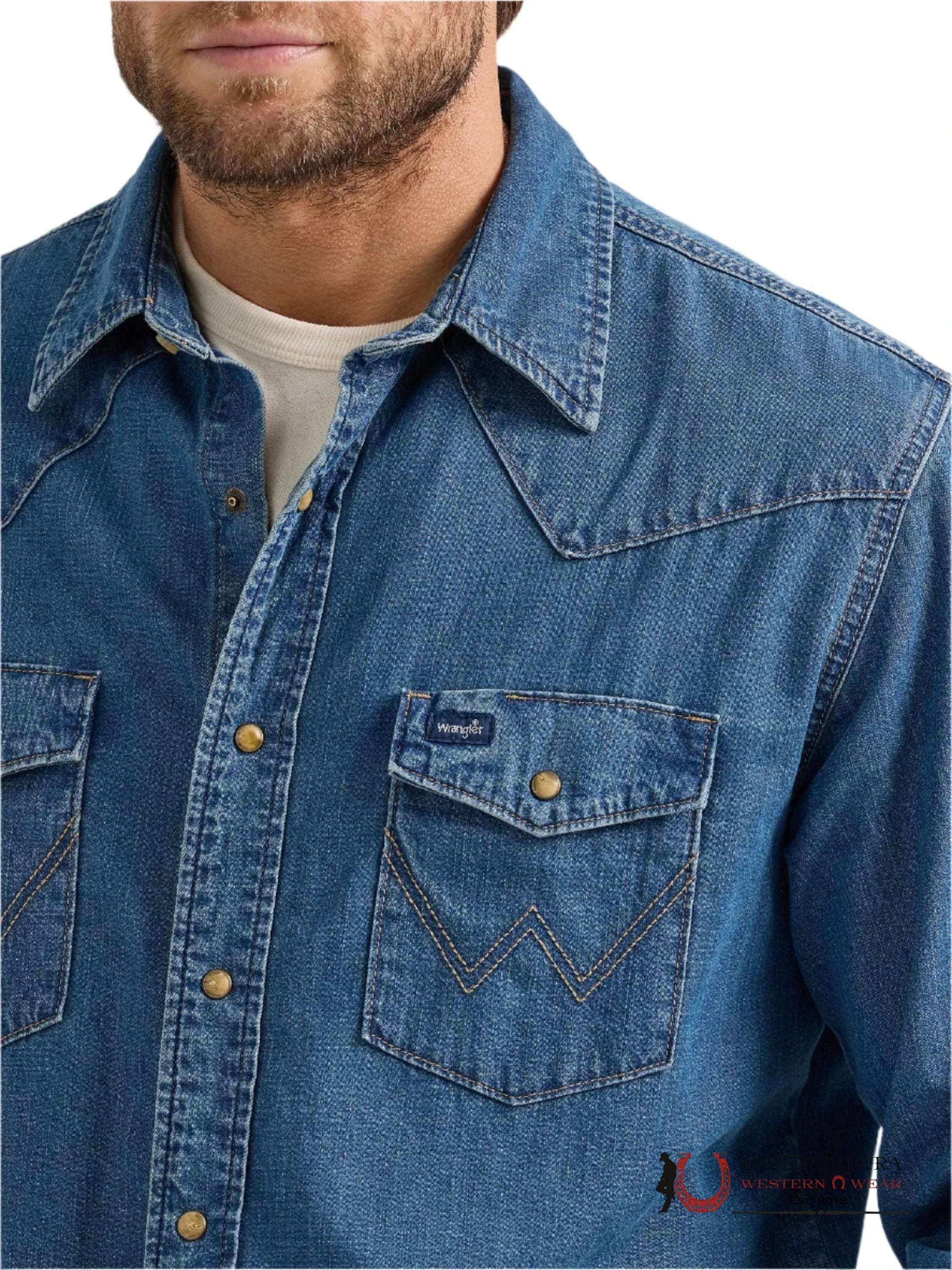 WRANGLER COWBOY CUT® WORK WESTERN RIGID DENIM LONG SLEEVE SHIRT 1701 ROPA HOMBRES