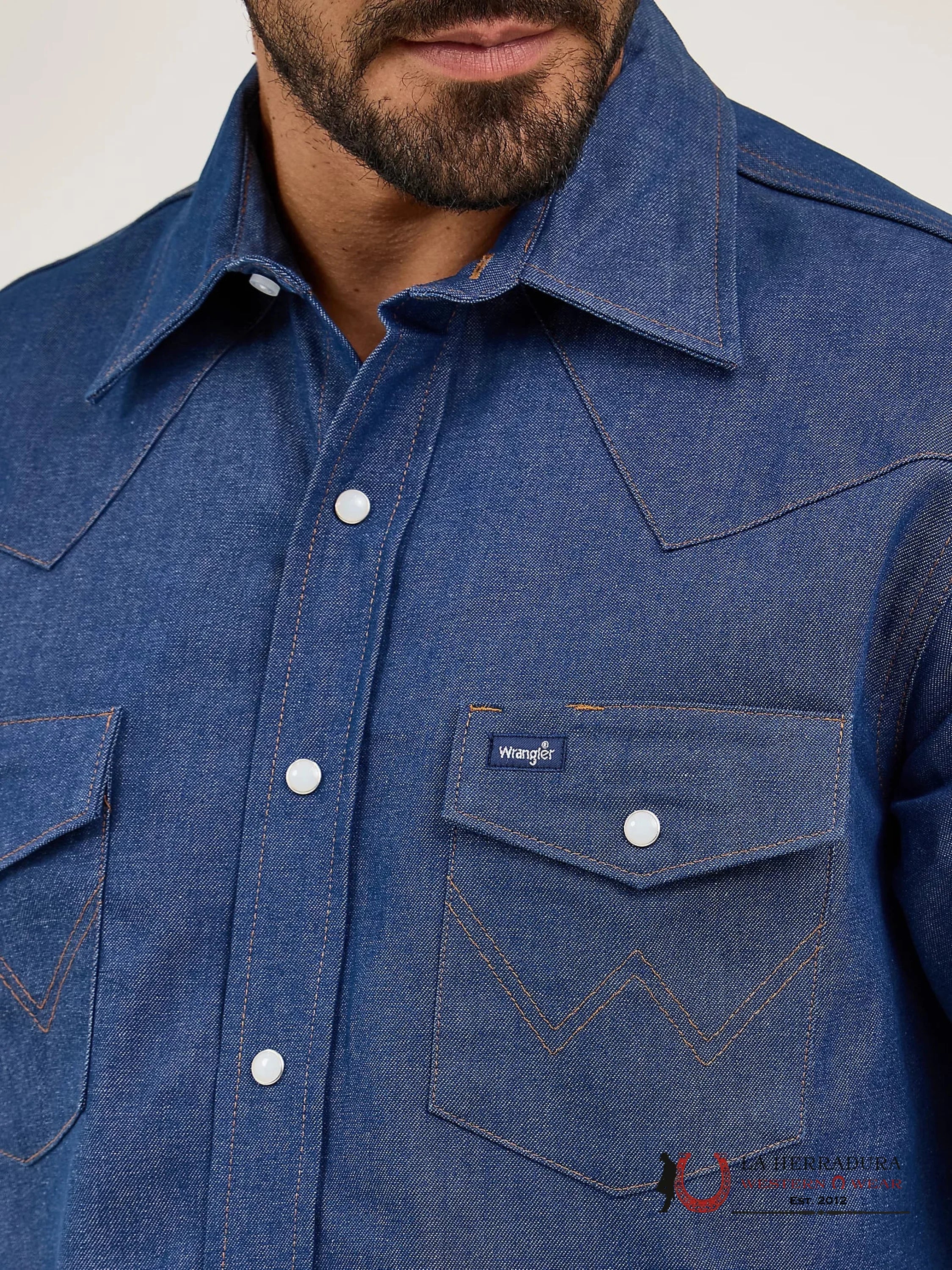 WRANGLER COWBOY CUT® WORK WESTERN RIGID DENIM LONG SLEEVE SHIRT 3263 ROPA HOMBRES