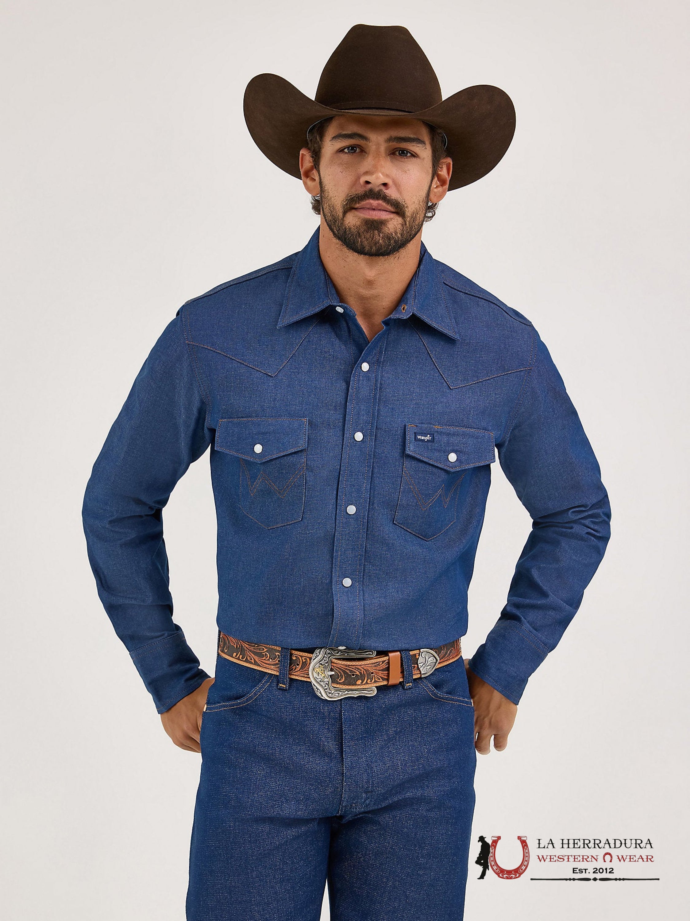 WRANGLER COWBOY CUT® WORK WESTERN RIGID DENIM LONG SLEEVE SHIRT 3263 ROPA HOMBRES